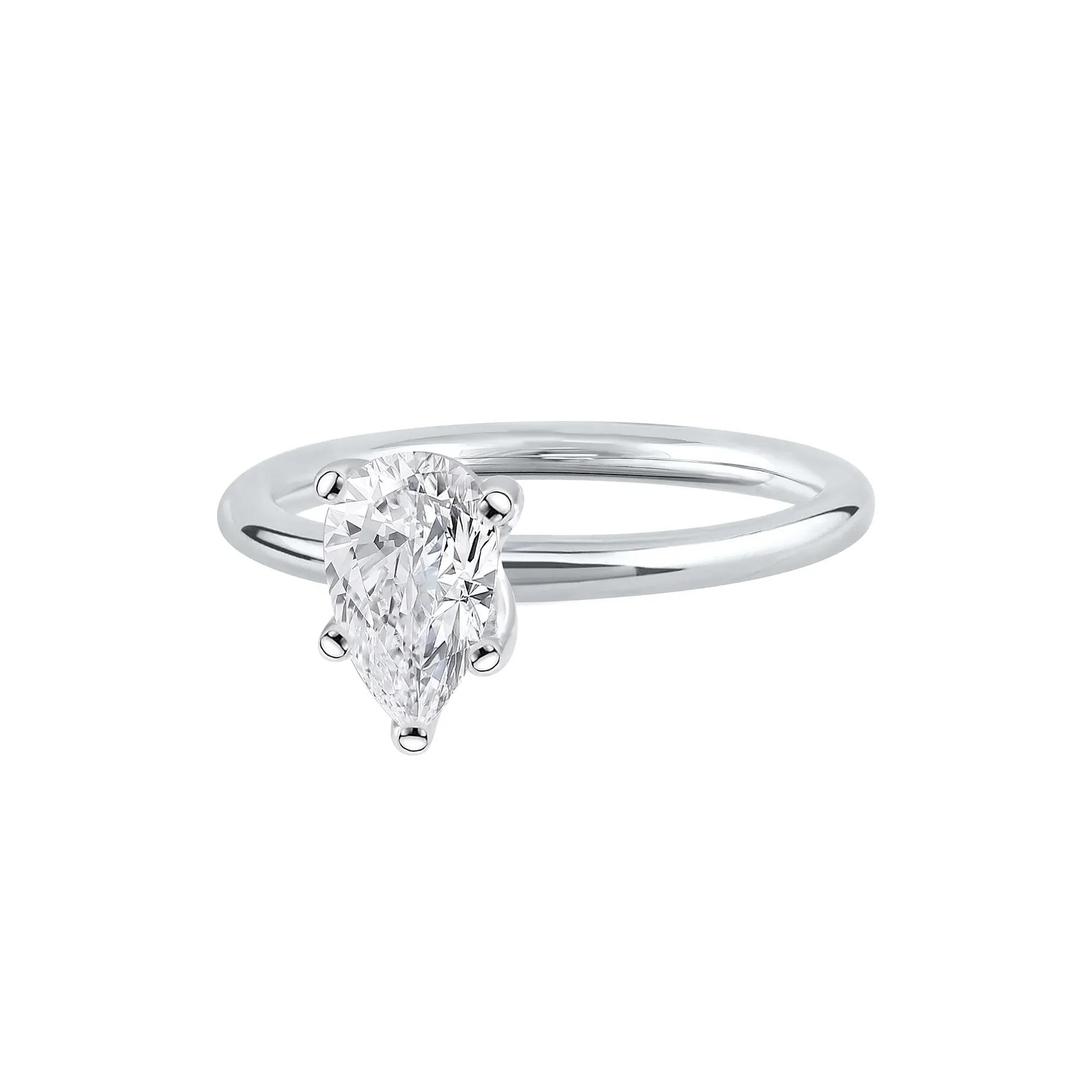 1 CT. Tw. Pear-Shaped Lab Grown Diamond Solitaire Ring Platinum White Size 8 2mm - Image 4