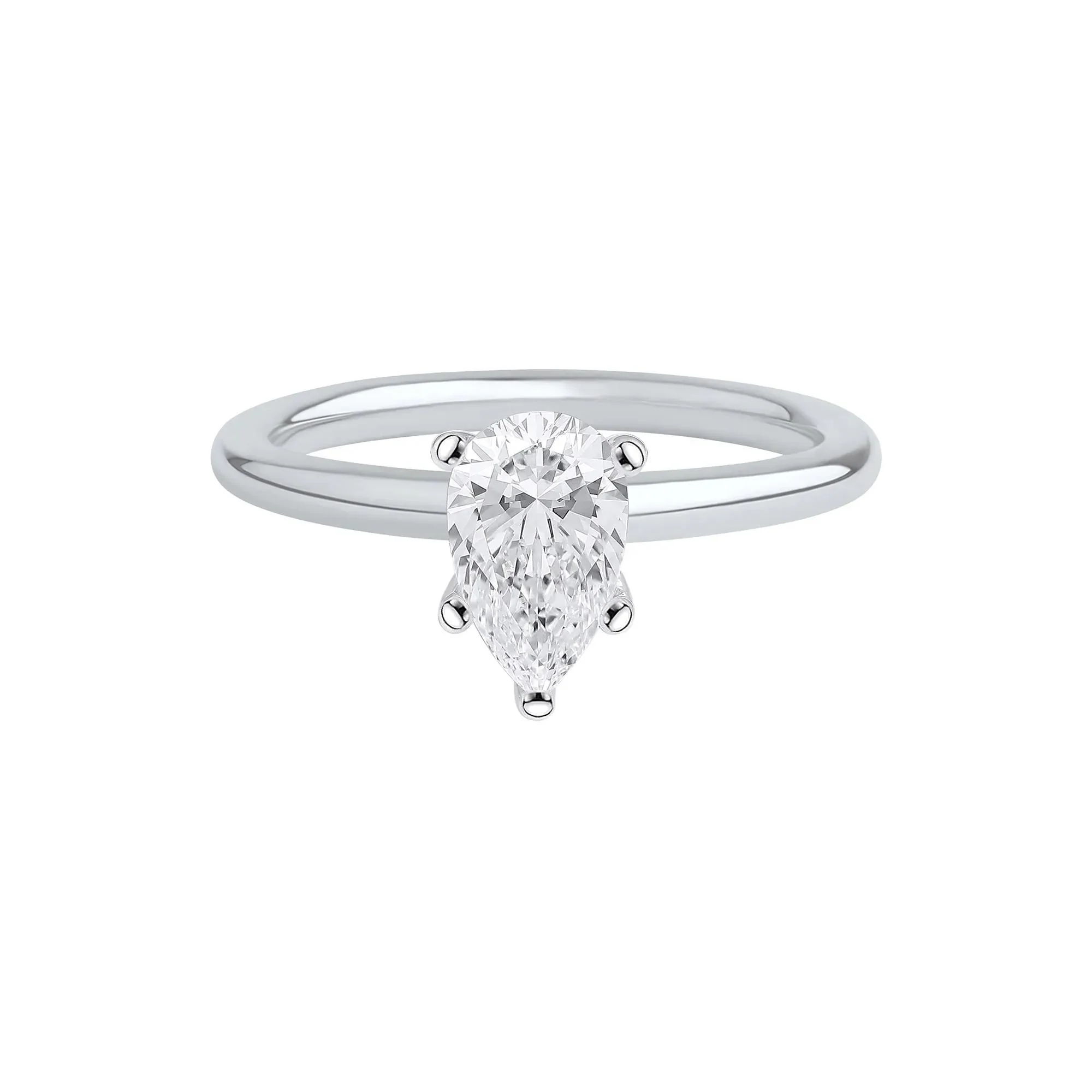 1 CT. Tw. Pear-Shaped Lab Grown Diamond Solitaire Ring Platinum White Size 9 2mm