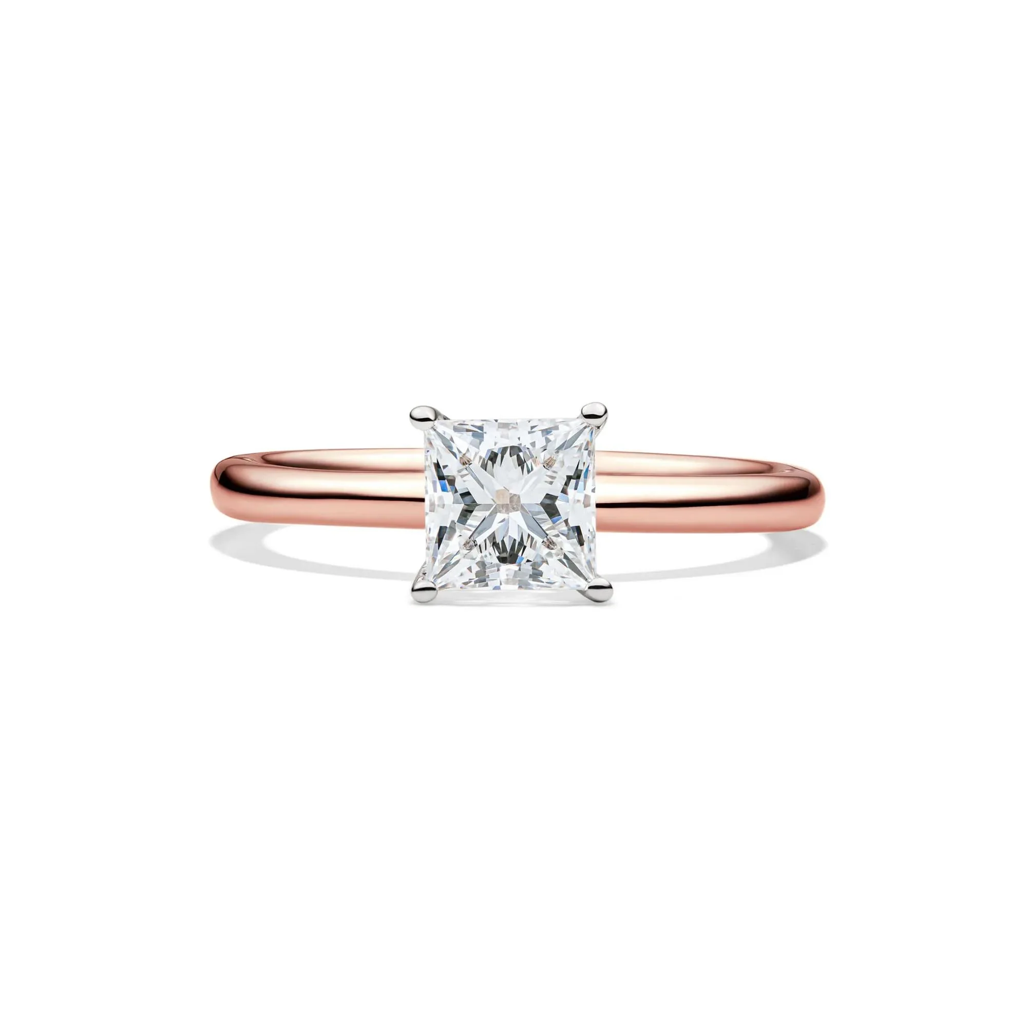 Lab Grown Diamond Princess-Cut Solitaire Engagement Ring 14K Rose Gold (1 CT.) Size 10 2mm
