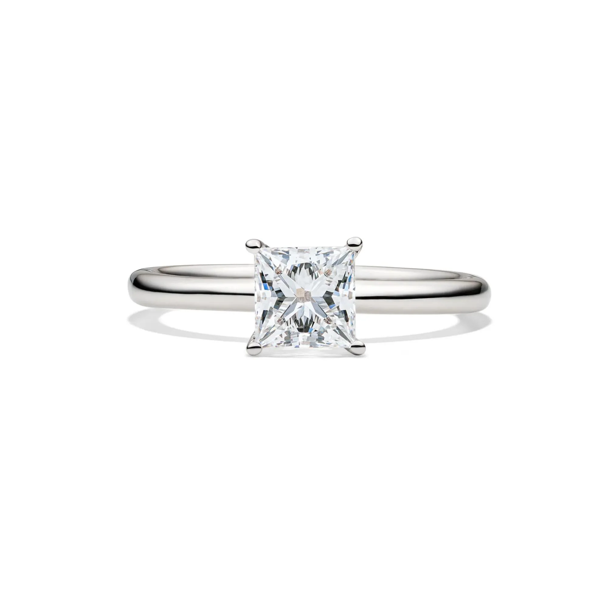 Lab Grown Diamond Princess-Cut Solitaire Engagement Ring Platinum (1 CT.) White Size 4 2mm