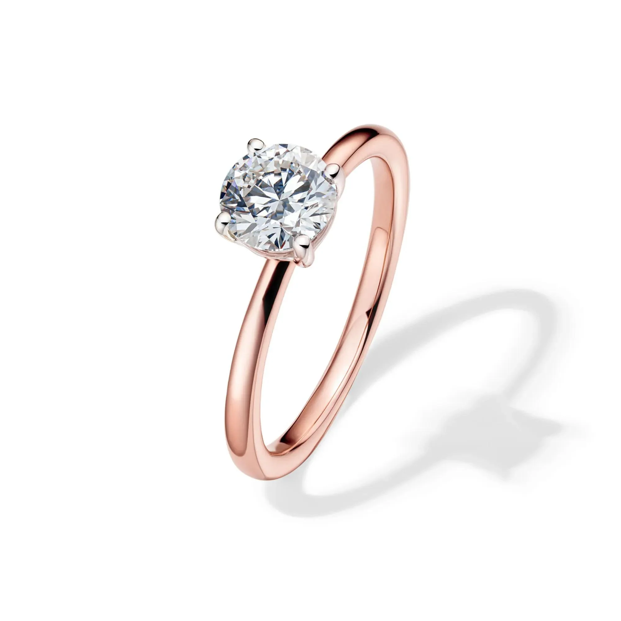 Lab Grown Diamond Solitaire Round Engagement Ring 14K Rose Gold (1 CT.) Round Brilliant Cut Size 8 2mm - Image 4