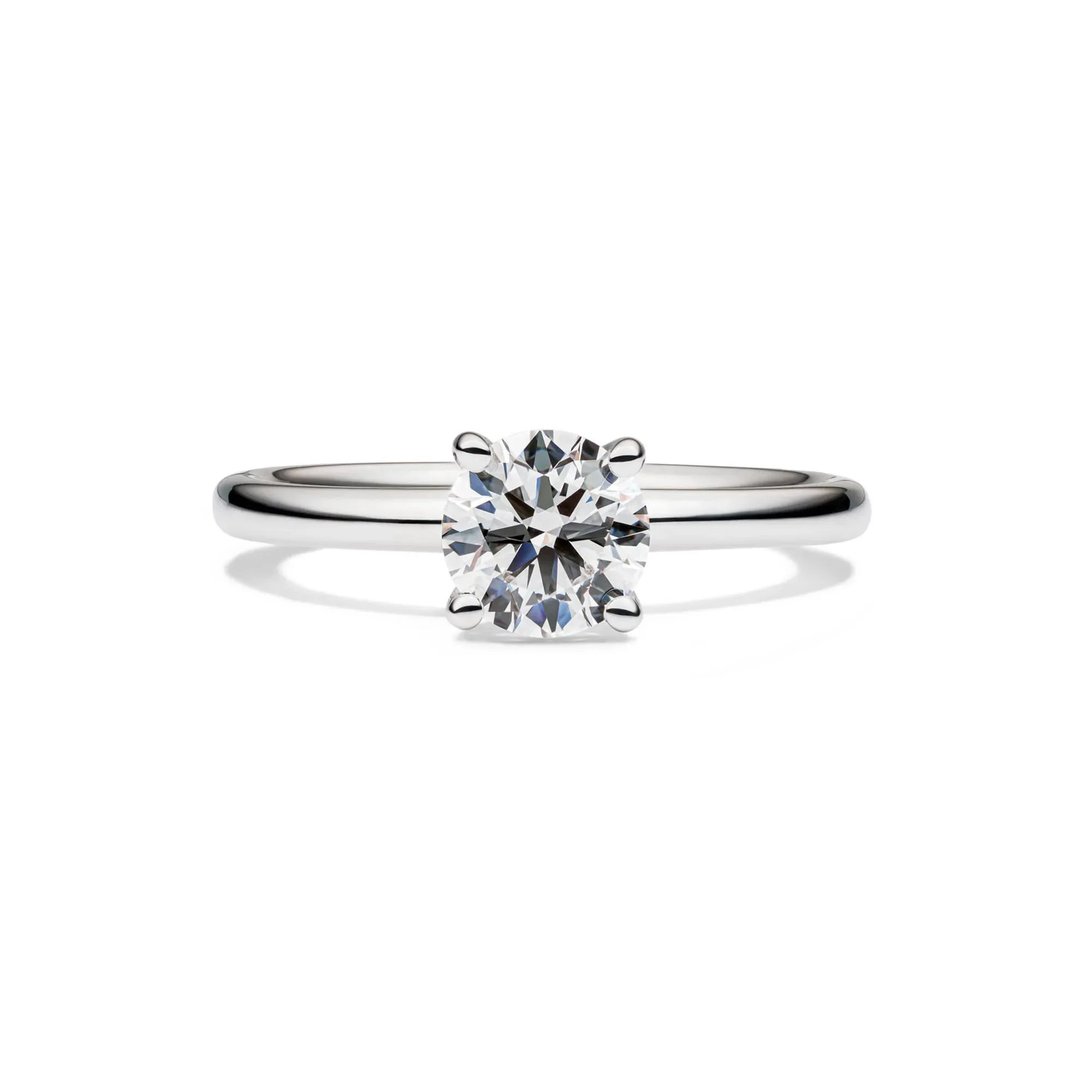 Lab Grown Diamond Solitaire Round Engagement Ring Platinum (1 CT.) Round Brilliant Cut White Size 4.5 2mm