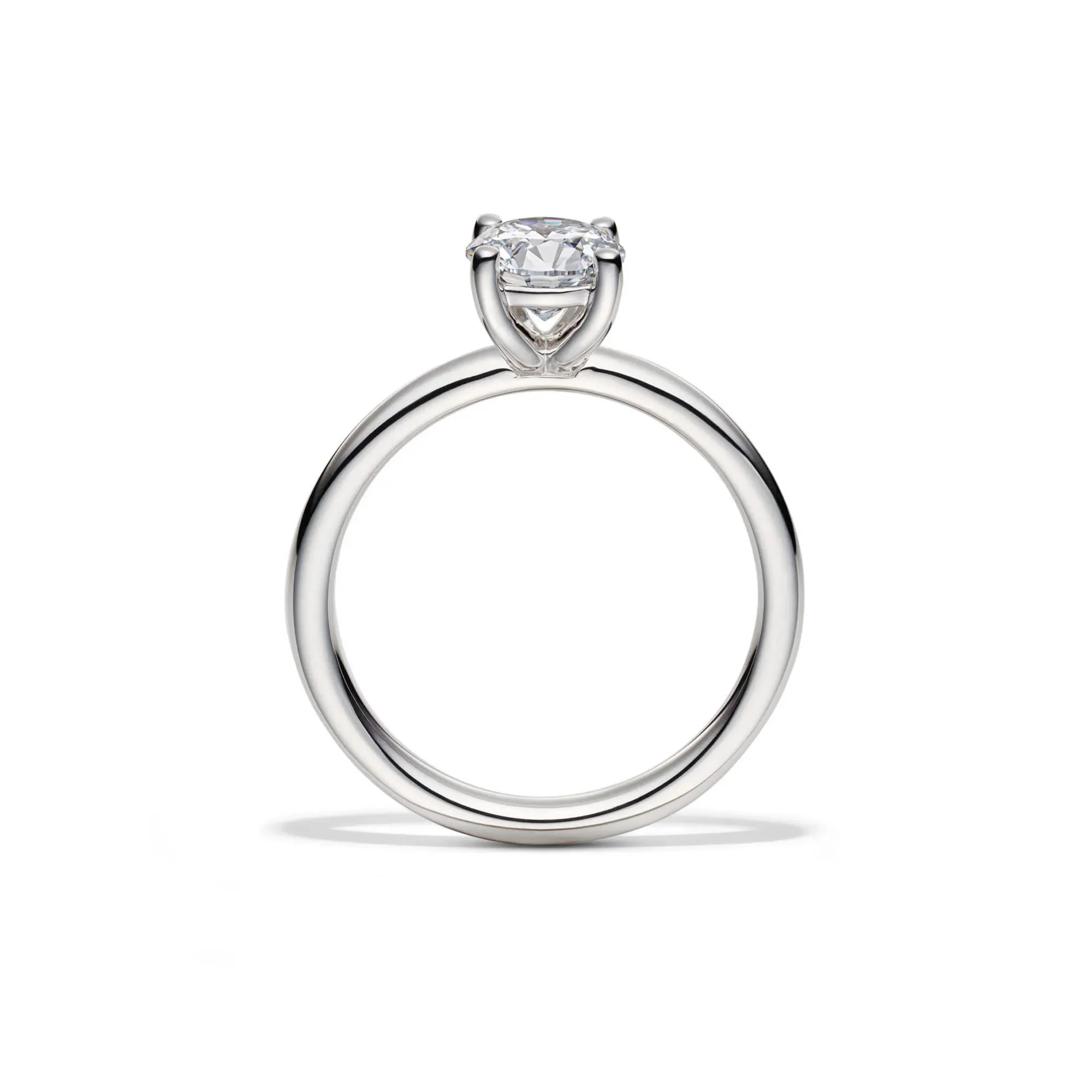 Lab Grown Diamond Solitaire Round Engagement Ring Platinum (1 CT.) Round Brilliant Cut White Size 4.5 2mm - Image 2