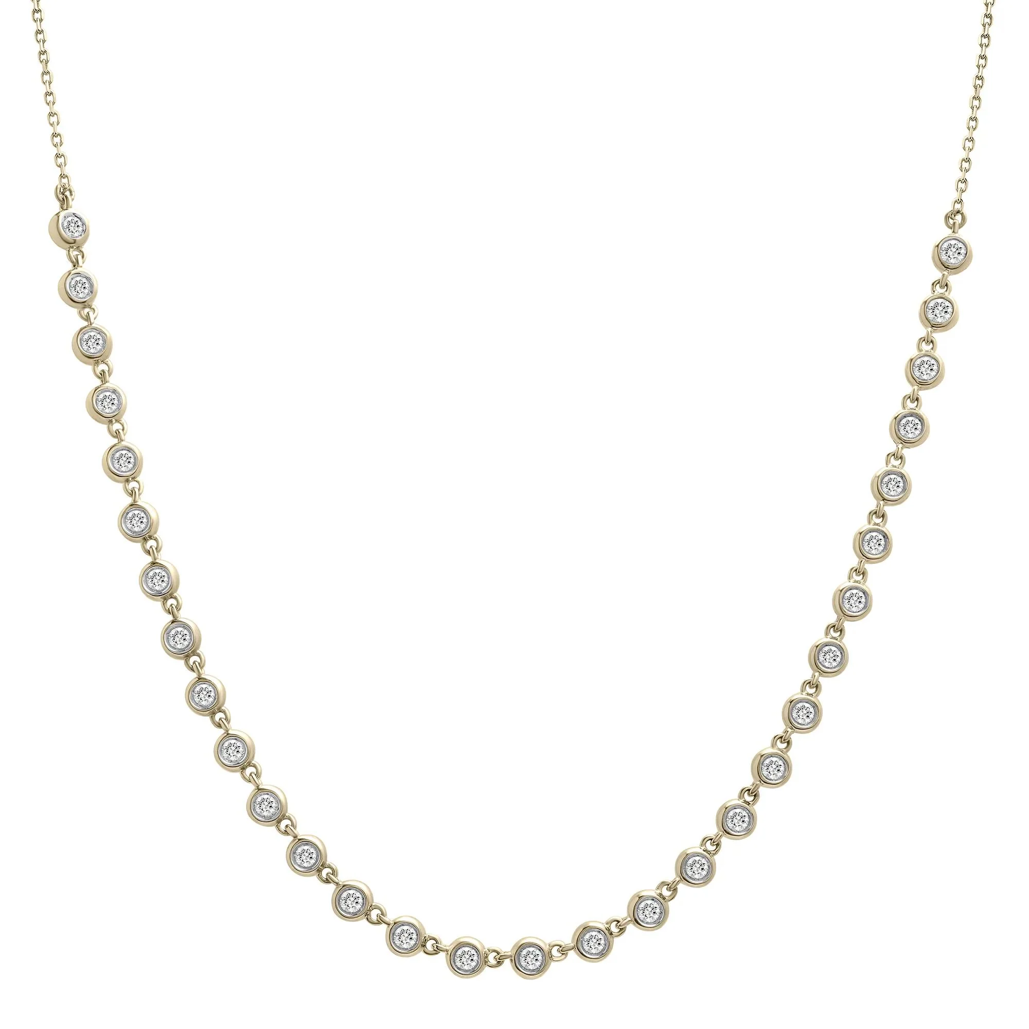 1 CT. Tw. Diamond Bezel Necklace 10K Yellow Gold Size 17"