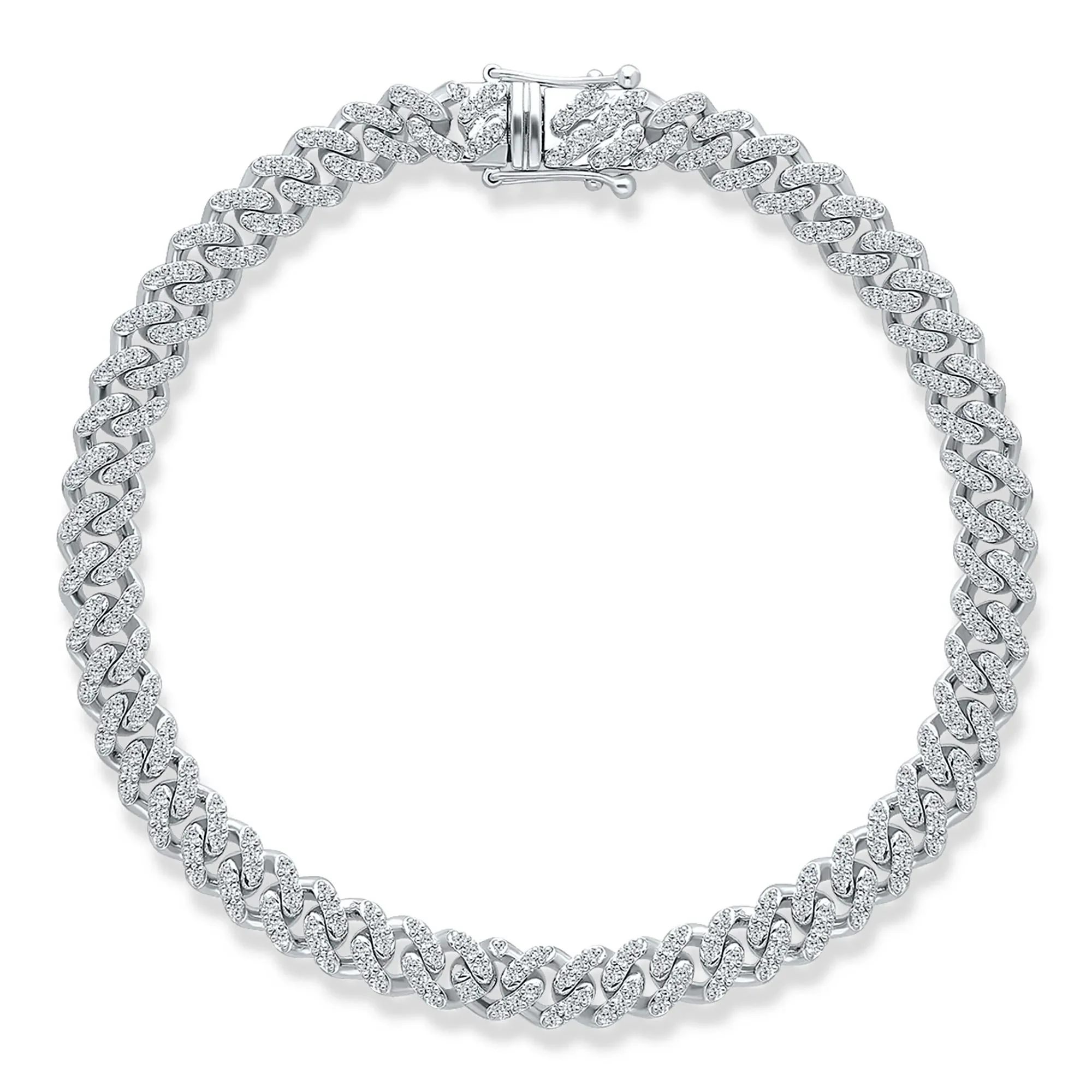 1 CT. Tw. Diamond Cuban Link Bracelet 10K White Gold 7" Size 7.00mm