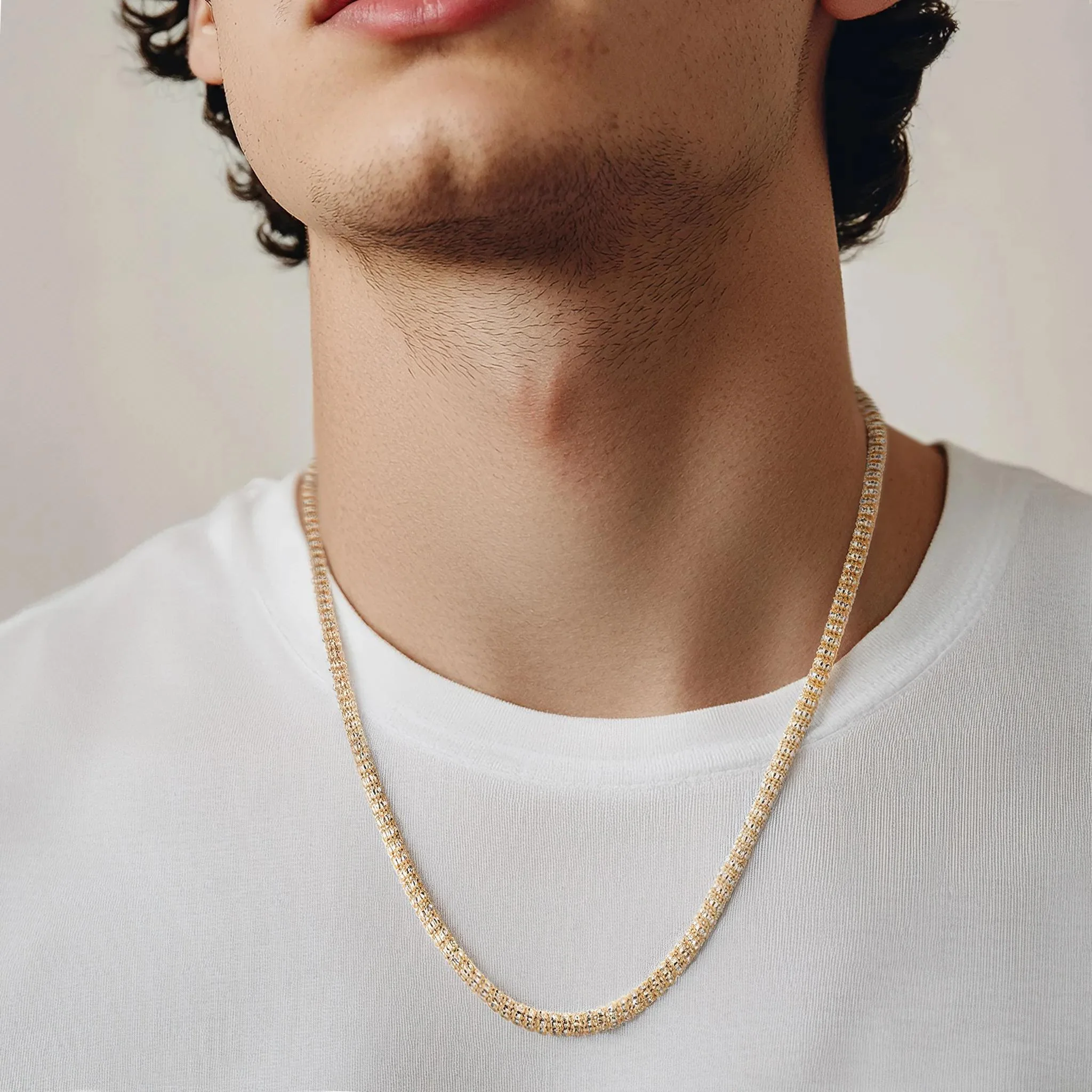 Iced Chain 10K Yellow Gold Necklace Size 22"