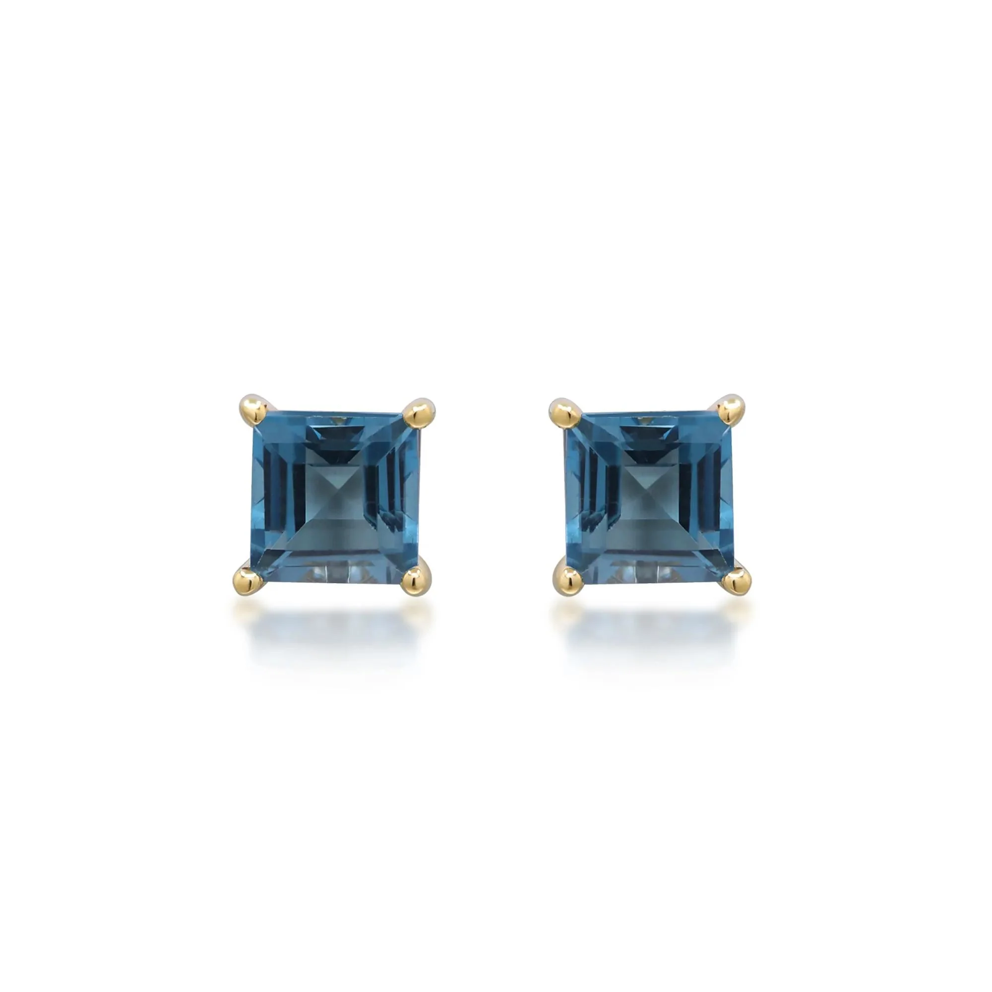 London Blue Topaz Studs 10K Yellow Gold Size 5.00mm