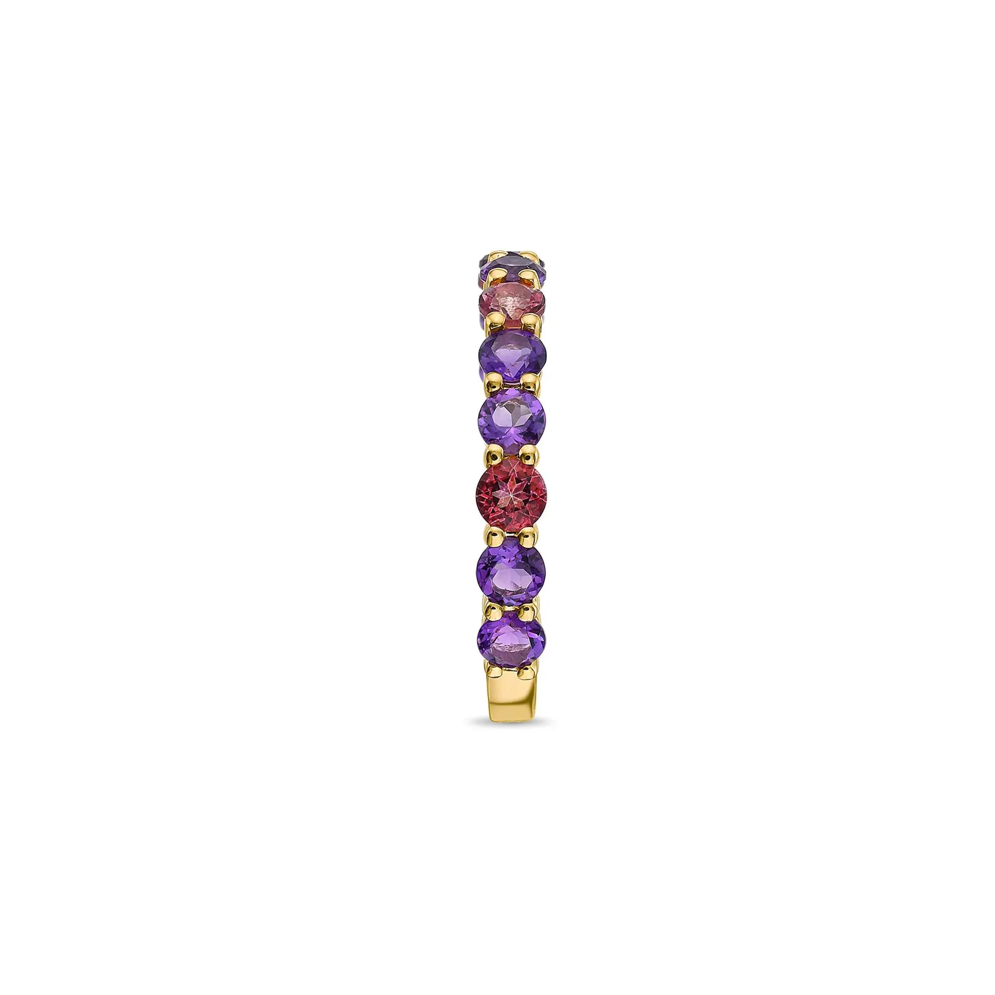 Amethyst and Pink Topaz Ring 10K Yellow Gold Size 7 2.5mm - Image 3