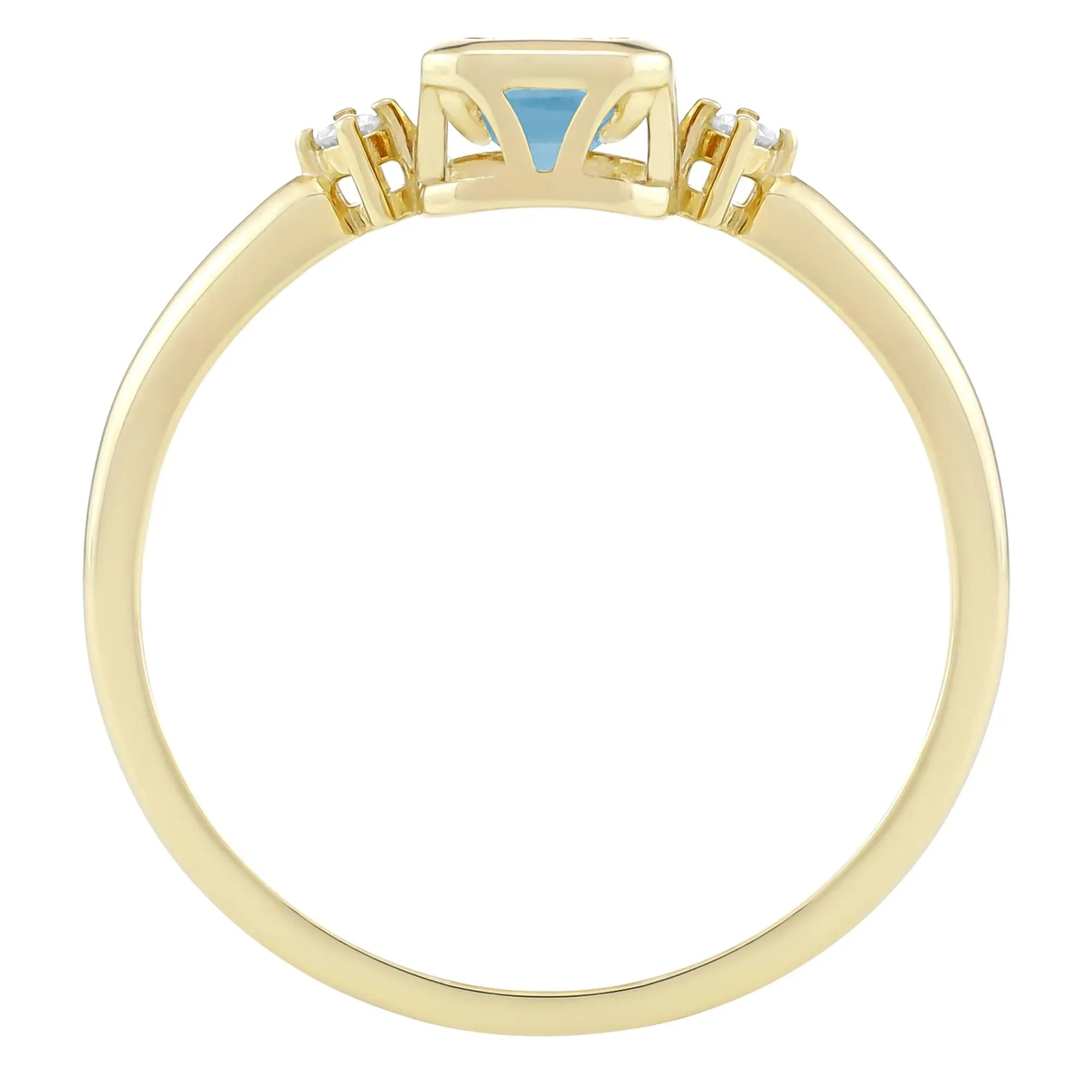 Emerald-Cut Swiss Blue Topaz and Diamond Accent Ring 10K Yellow Gold Size 5.5 1.5mm - Image 2
