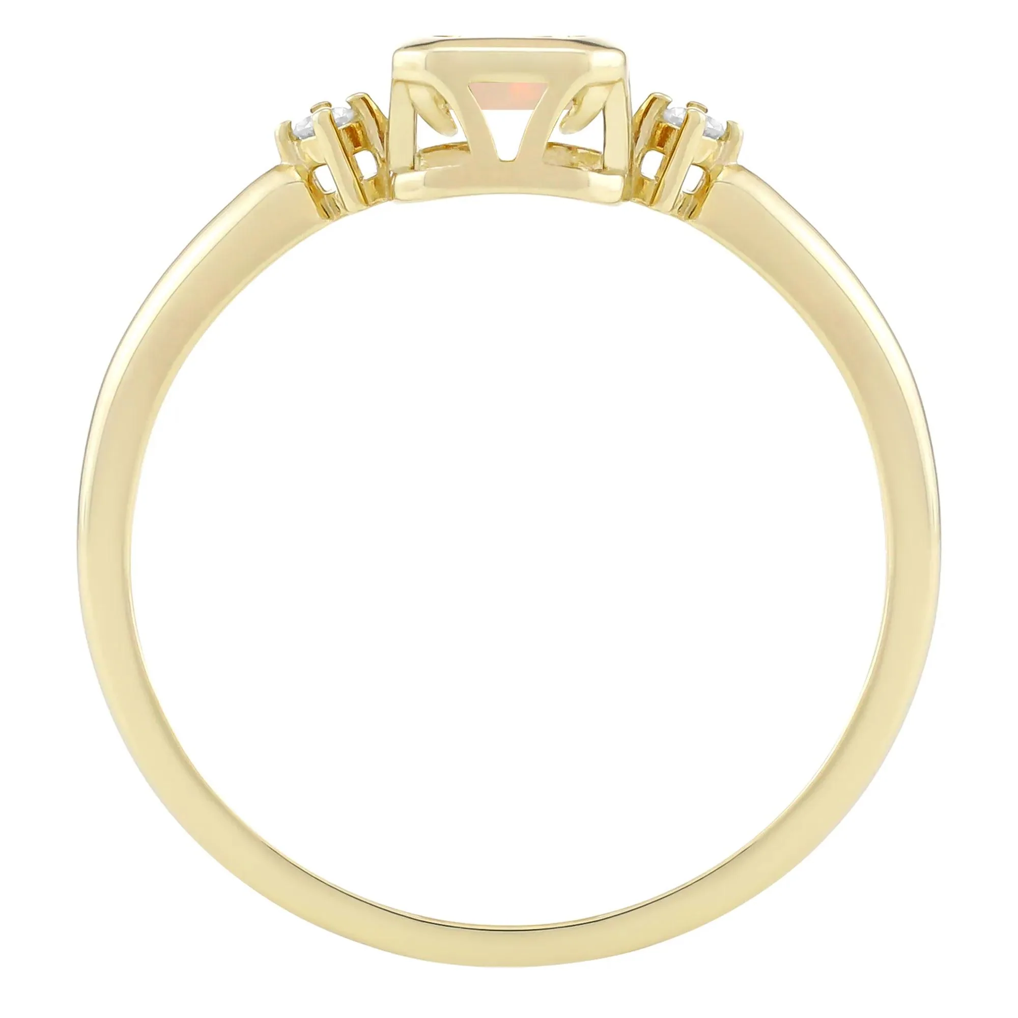 Emerald-Cut Opal and Diamond Accent Ring 10K Yellow Gold Size 6.5 1.5mm - Image 2