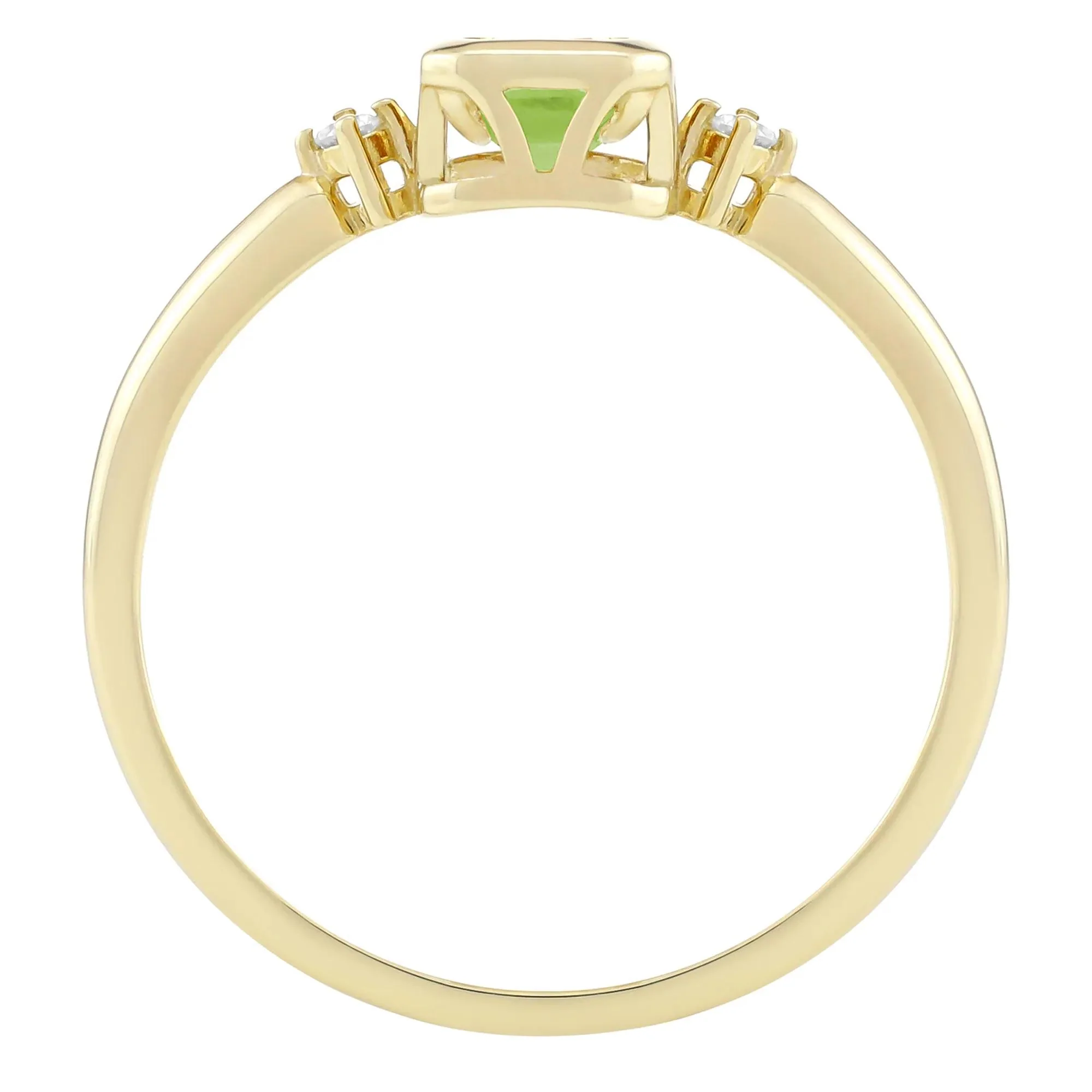 Emerald-Cut Peridot and Diamond Accent Ring 10K Yellow Gold Size 8.5 1.5mm - Image 2