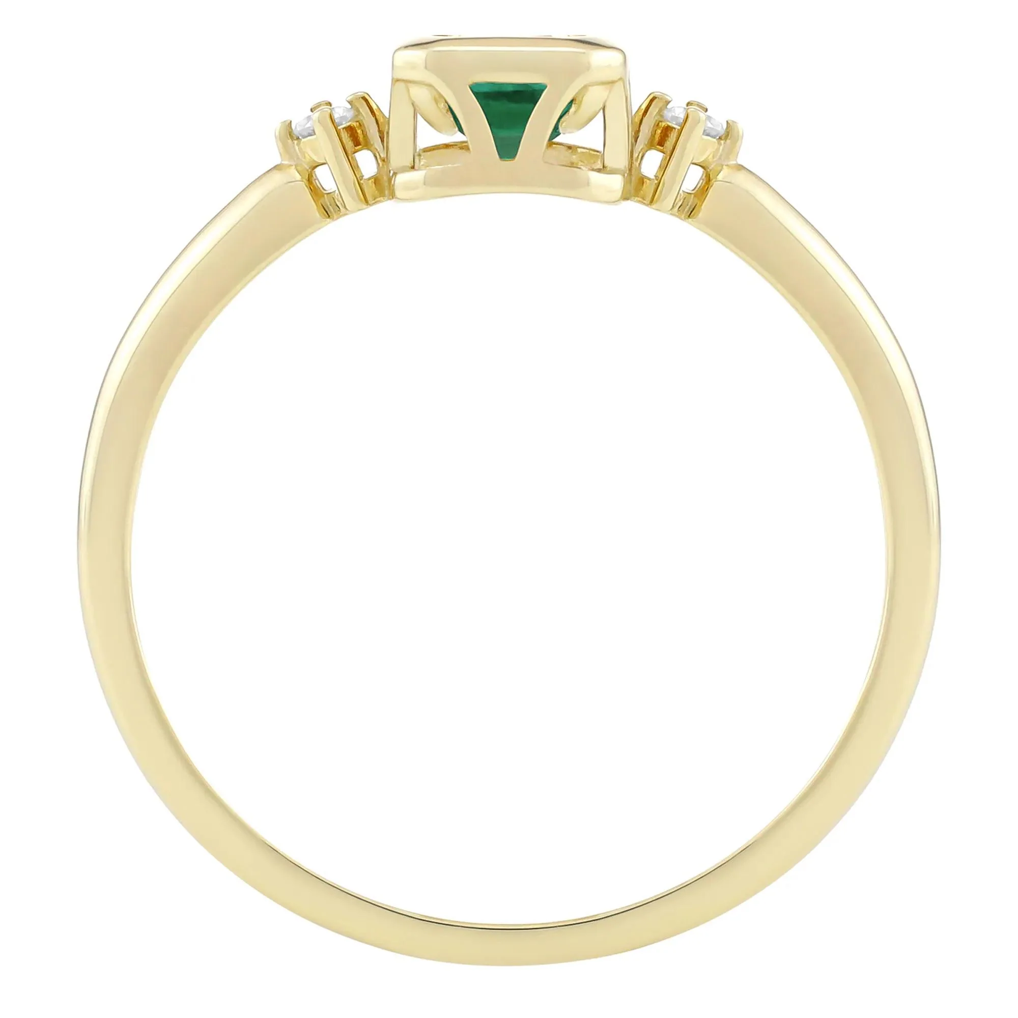 Emerald-Cut Lab-Created and Diamond Accent Ring 10K Yellow Gold Size 5.5 1.5mm - Image 2