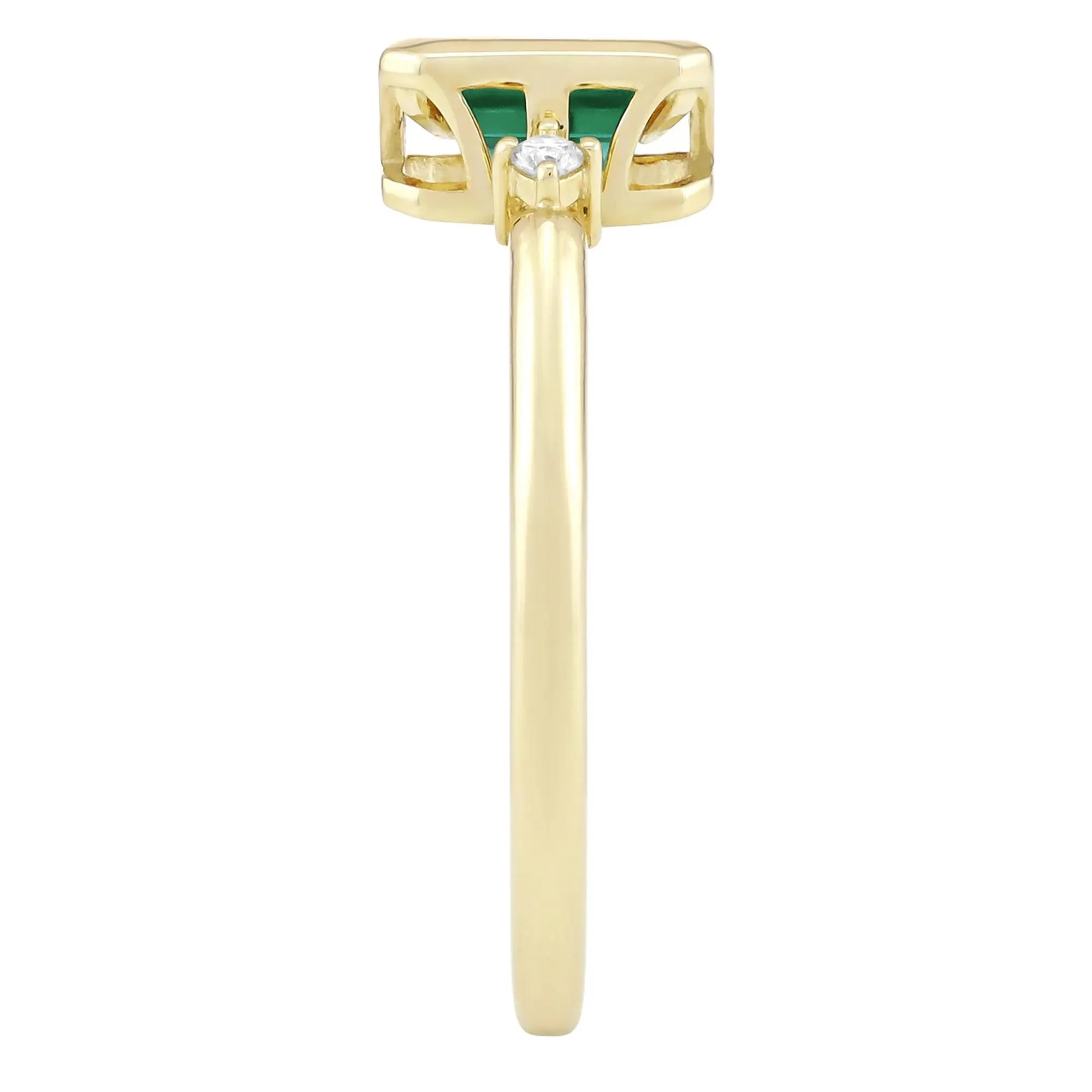 Emerald-Cut Lab-Created and Diamond Accent Ring 10K Yellow Gold Size 6.5 1.5mm - Image 3