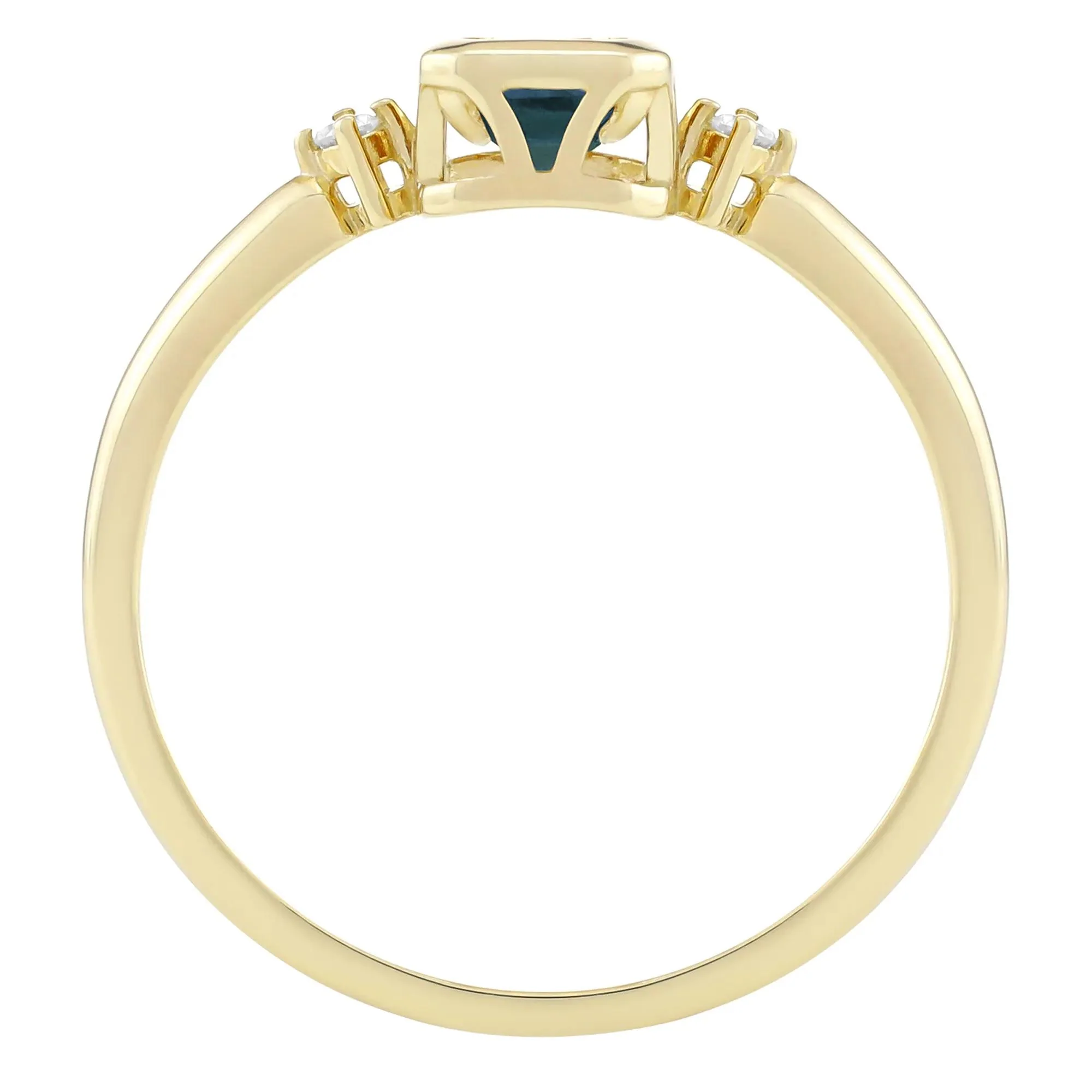 Emerald-Cut Lab-Created Alexandrite and Diamond Accent Ring 10K Yellow Gold Size 5 1.5mm - Image 2