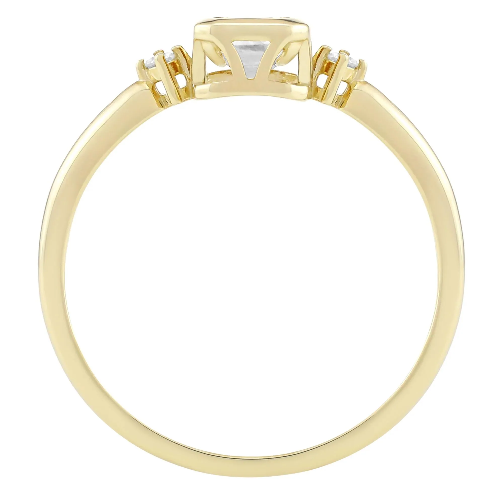 Emerald-Cut Lab-Created White Sapphire and Diamond Accent Ring 10K Yellow Gold Size 5 1.5mm - Image 2