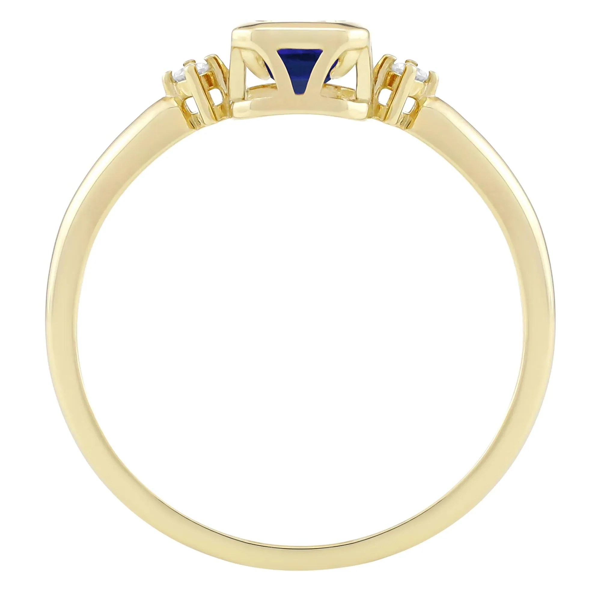 Emerald-Cut Lab-Created Blue Sapphire and Diamond Accent Ring 10K Yellow Gold Size 8.5 1.5mm - Image 2