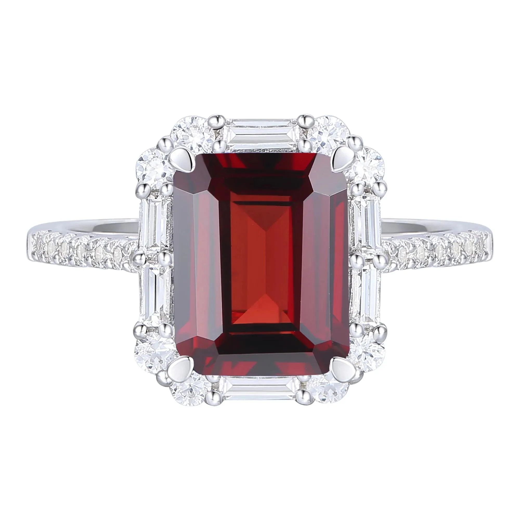 Garnet & Lab-Created White Sapphire Ring Earring & Pendant Set .925 Sterling Silver Size 6.5 1mm - Image 6