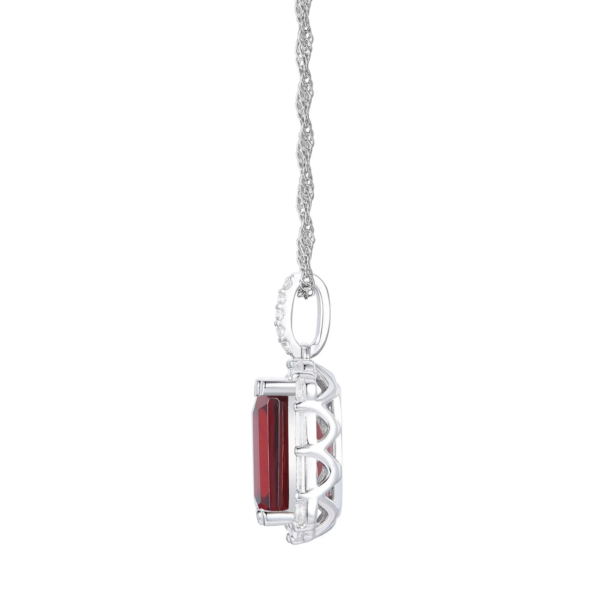 Garnet & Lab-Created White Sapphire Ring Earring & Pendant Set .925 Sterling Silver Size 7.5 1mm - Image 4