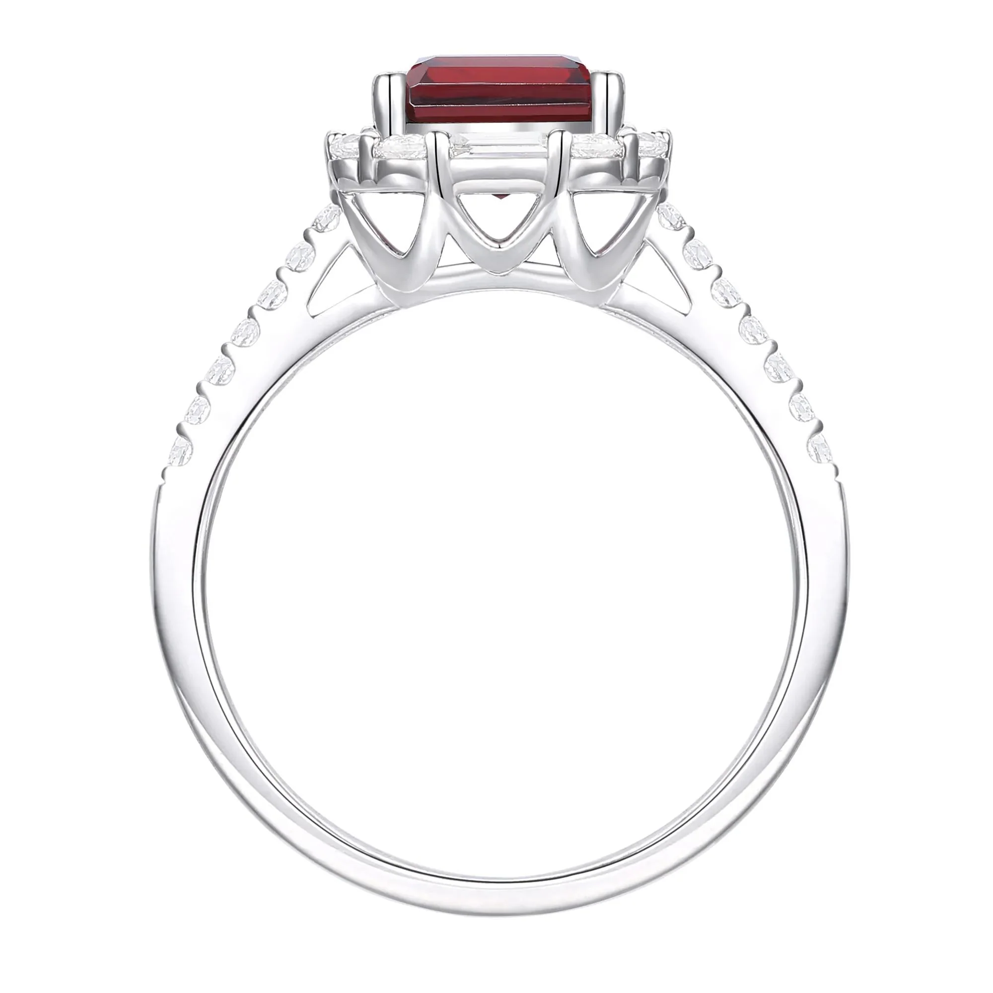Garnet & Lab-Created White Sapphire Ring Earring & Pendant Set .925 Sterling Silver Size 7.5 1mm - Image 7