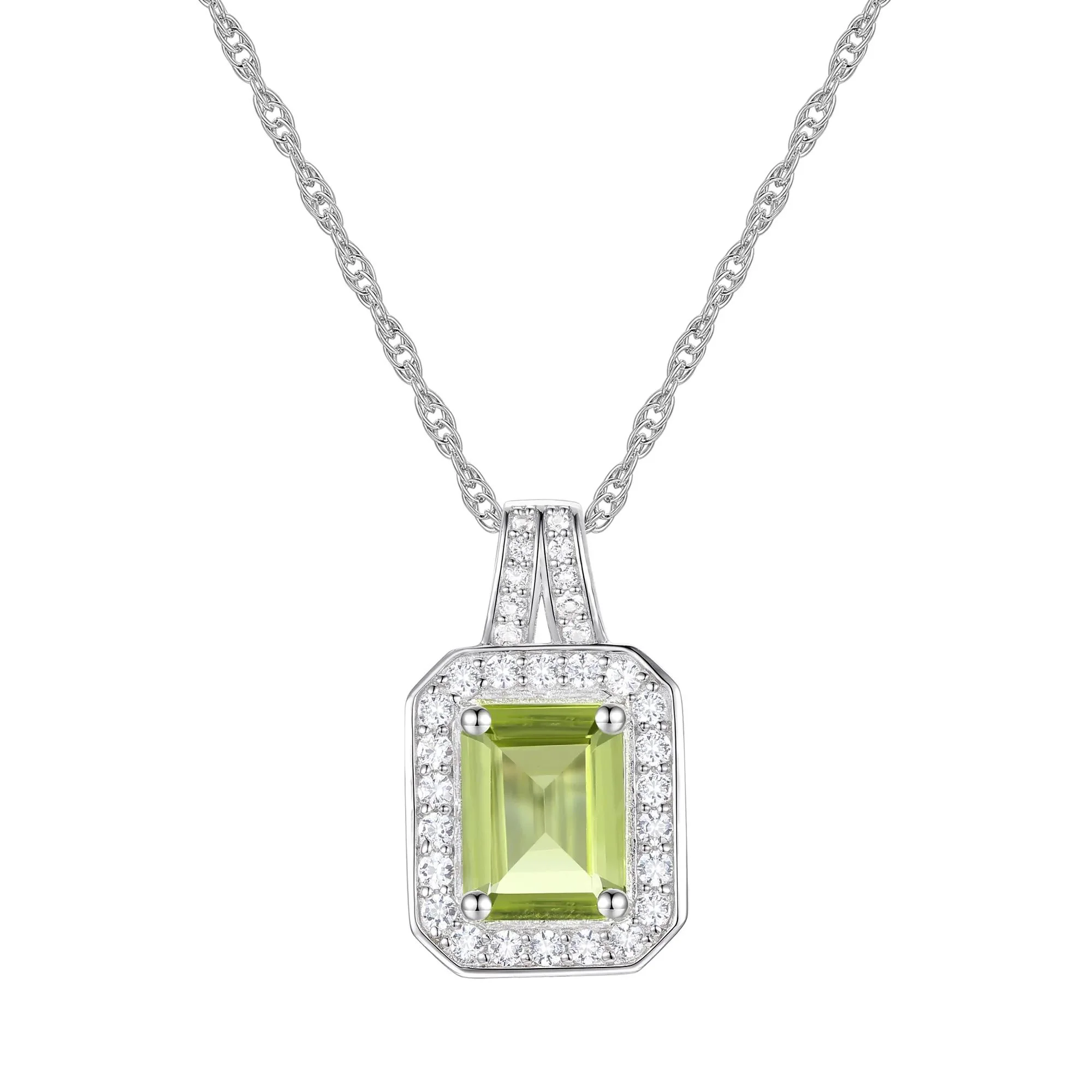 Peridot & Lab-Created White Sapphire Ring Earring & Pendant Set .925 Sterling Silver Size 6.5 1mm - Image 3