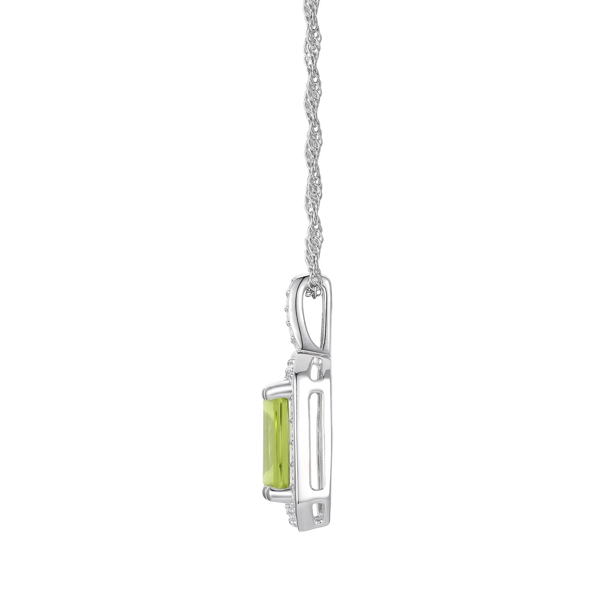 Peridot & Lab-Created White Sapphire Ring Earring & Pendant Set .925 Sterling Silver Size 6.5 1mm - Image 4
