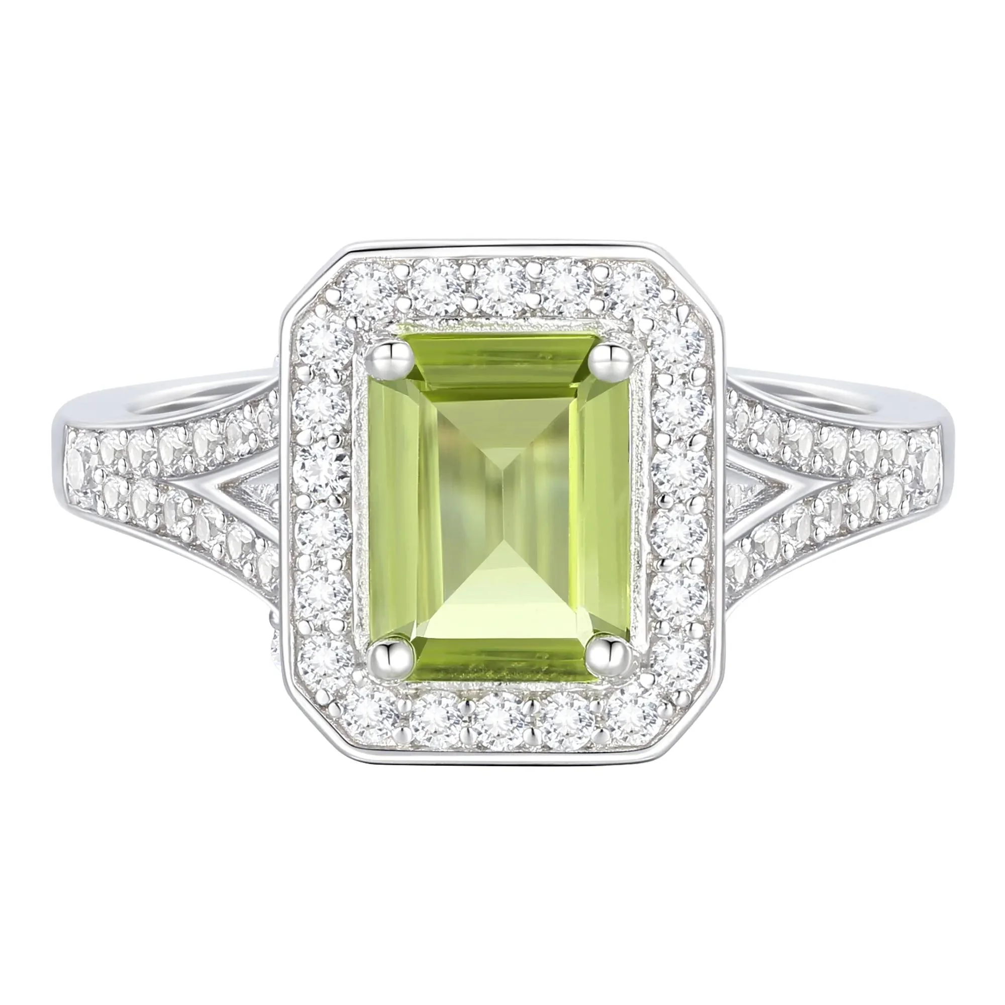 Peridot & Lab-Created White Sapphire Ring Earring & Pendant Set .925 Sterling Silver Size 6.5 1mm - Image 6