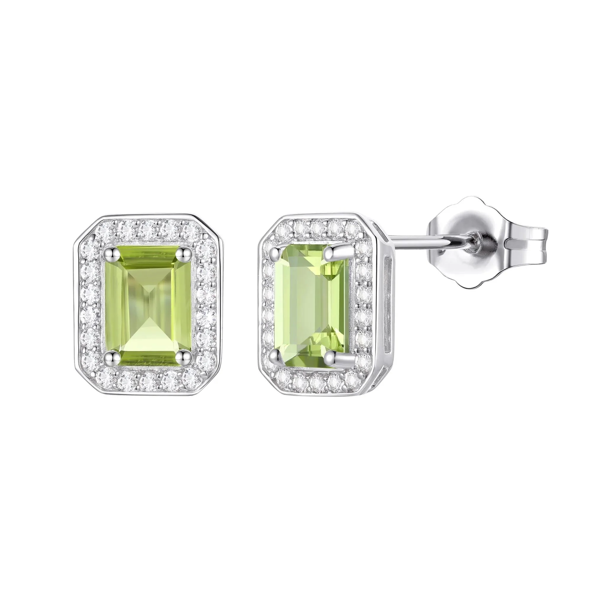 Peridot & Lab-Created White Sapphire Ring Earring & Pendant Set .925 Sterling Silver Size 7 1mm - Image 2