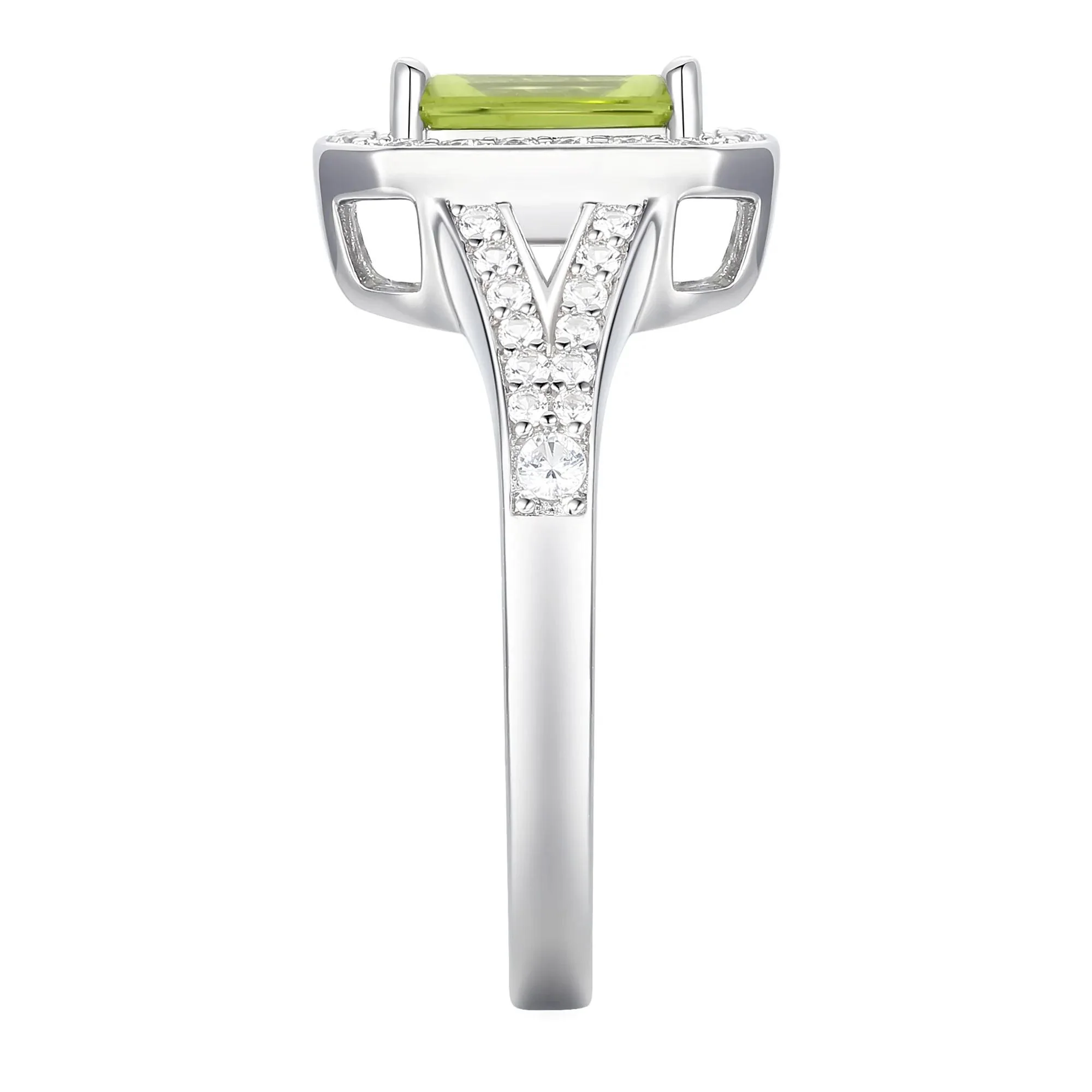 Peridot & Lab-Created White Sapphire Ring Earring & Pendant Set .925 Sterling Silver Size 7 1mm - Image 8