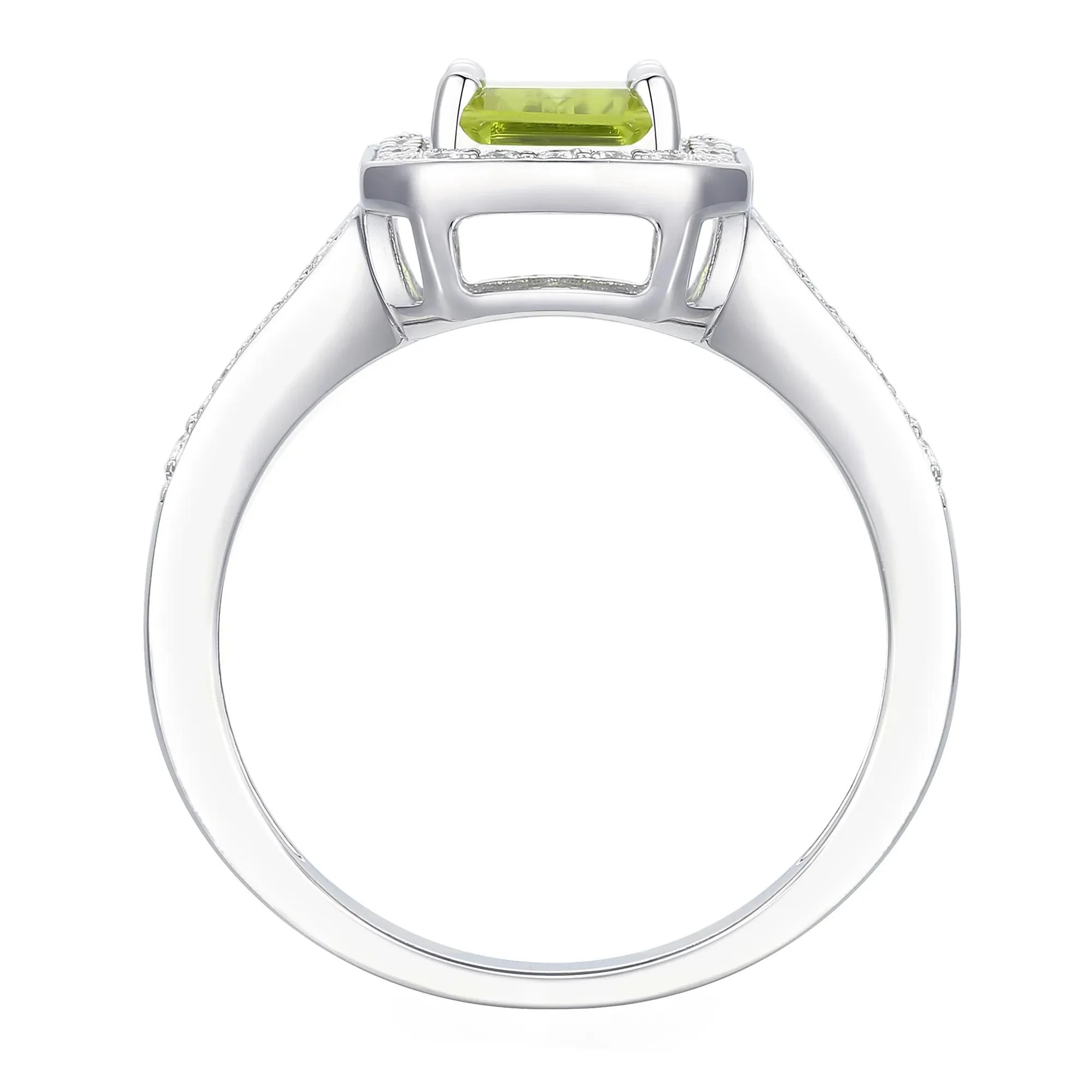 Peridot & Lab-Created White Sapphire Ring Earring & Pendant Set .925 Sterling Silver Size 8 1mm - Image 7