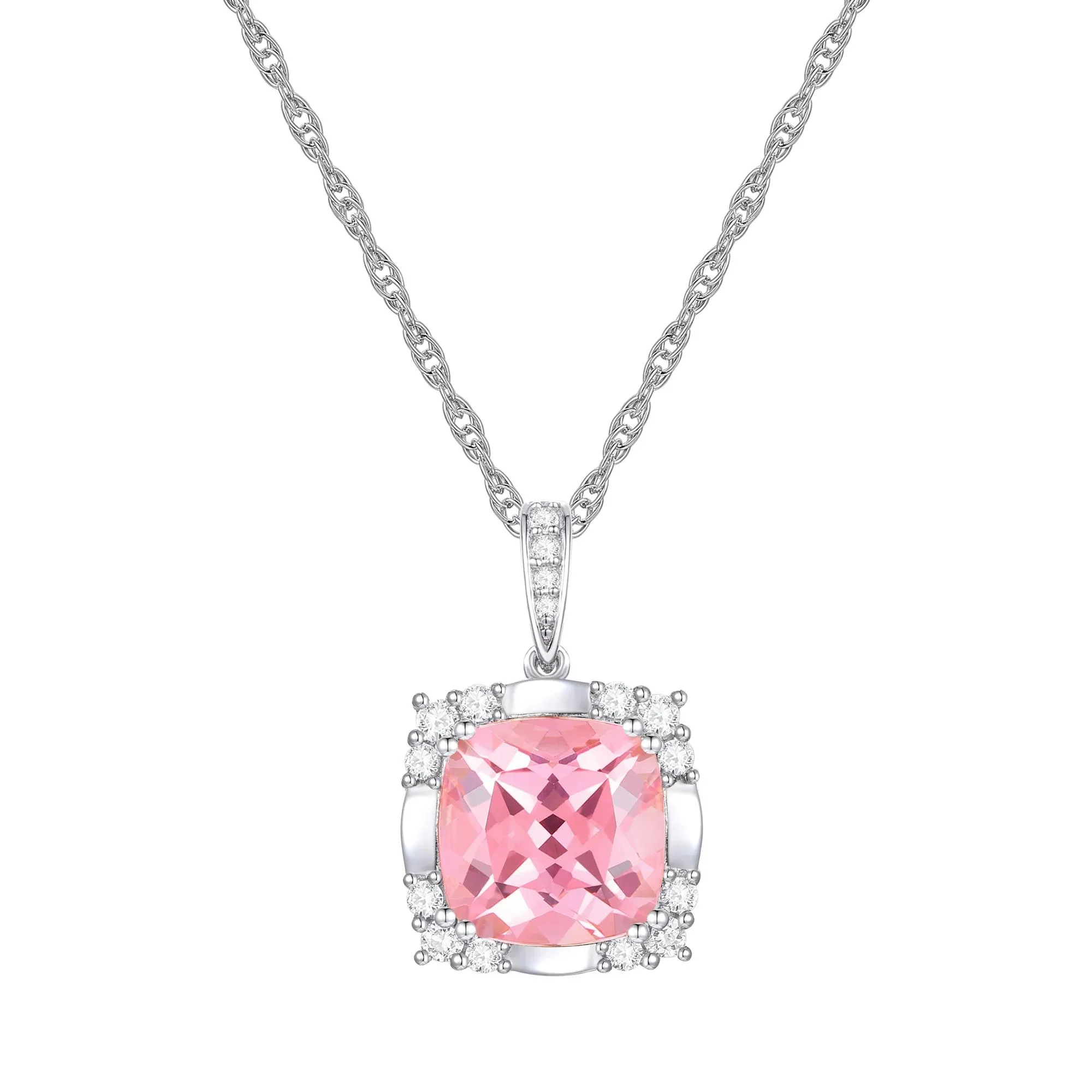 Lab-Created Pink & Lab-Created White Sapphire Ring Earring and Pendant Set .925 Sterling Silver Size 6 1mm - Image 5