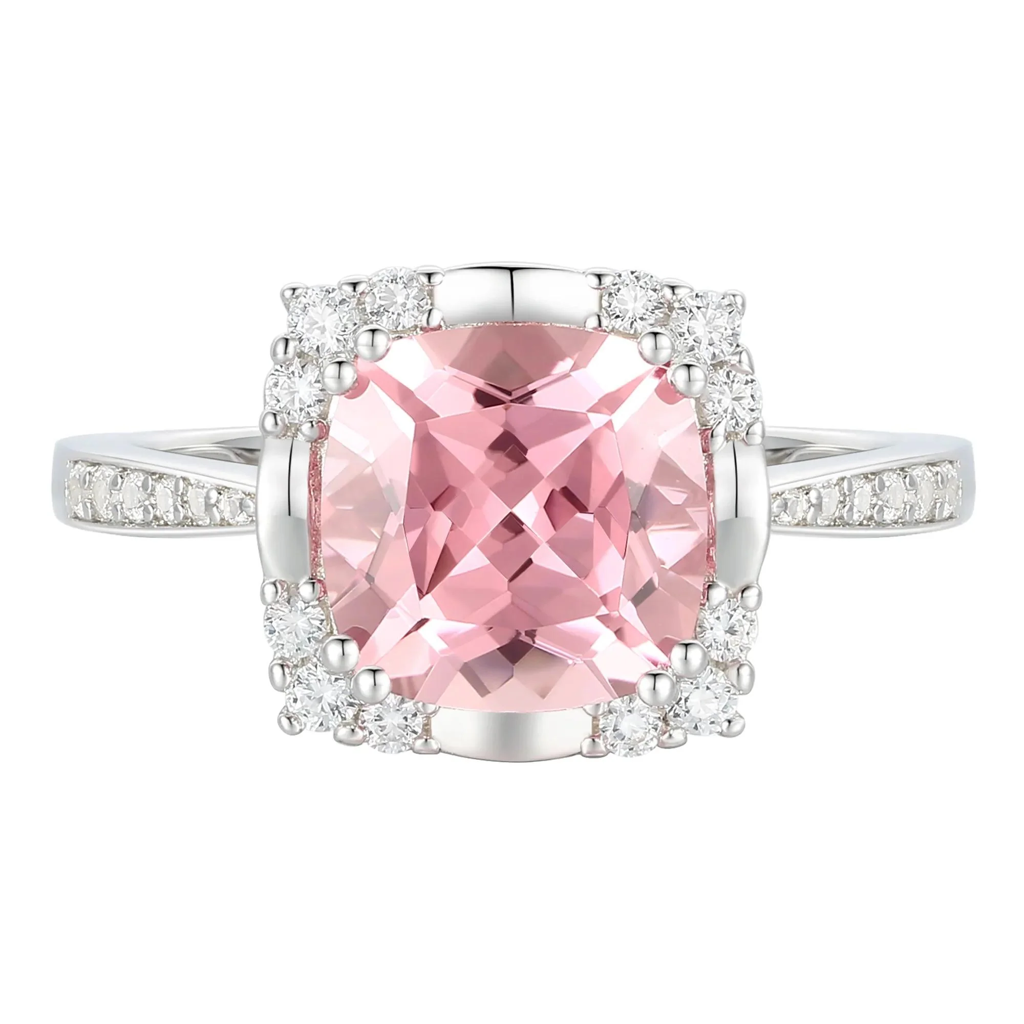 Lab-Created Pink & Lab-Created White Sapphire Ring Earring and Pendant Set .925 Sterling Silver Size 6.5 1mm - Image 2