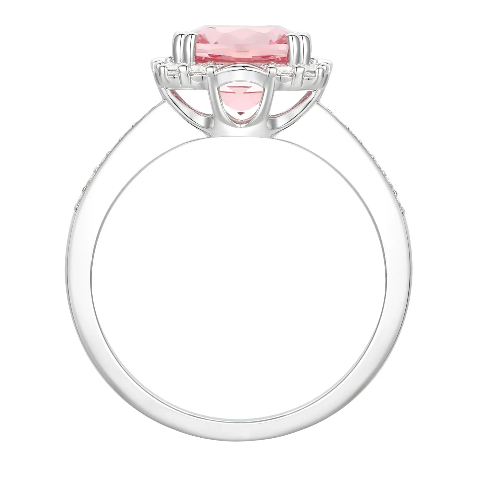 Lab-Created Pink & Lab-Created White Sapphire Ring Earring and Pendant Set .925 Sterling Silver Size 7 1mm - Image 3