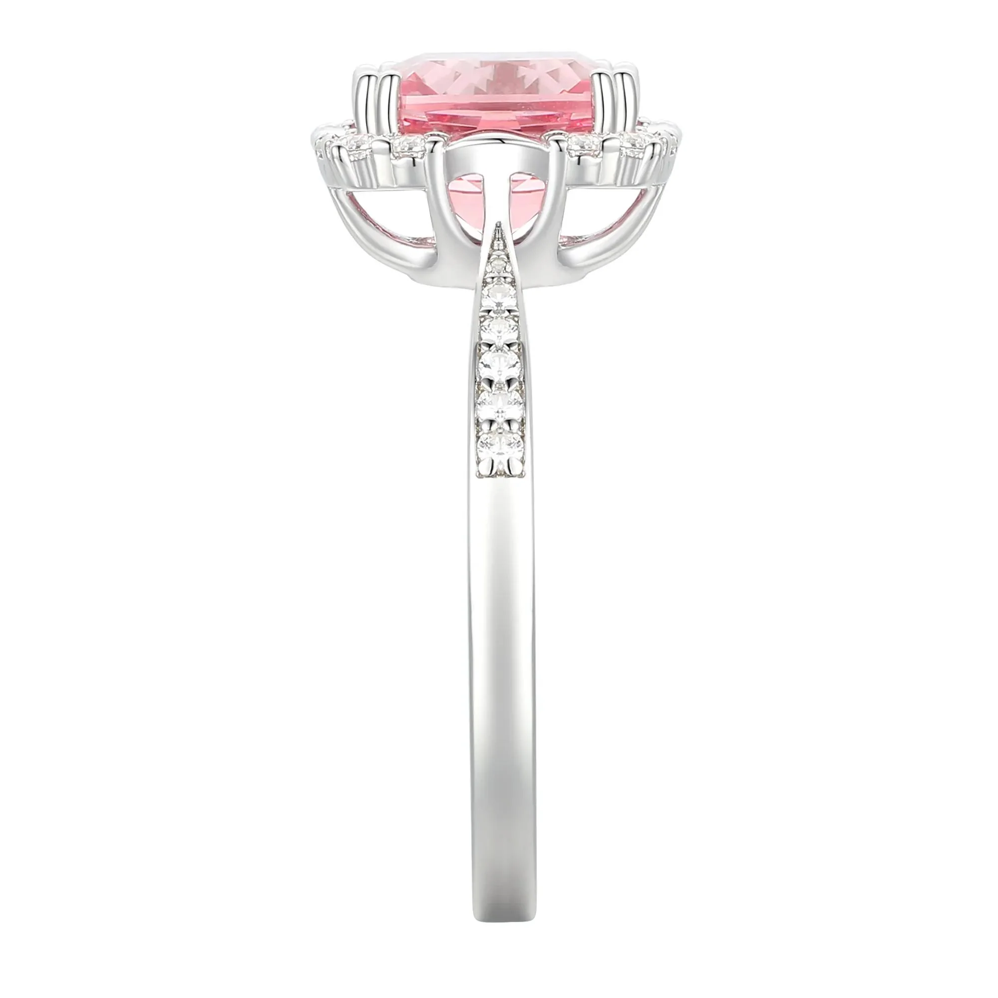 Lab-Created Pink & Lab-Created White Sapphire Ring Earring and Pendant Set .925 Sterling Silver Size 7 1mm - Image 4