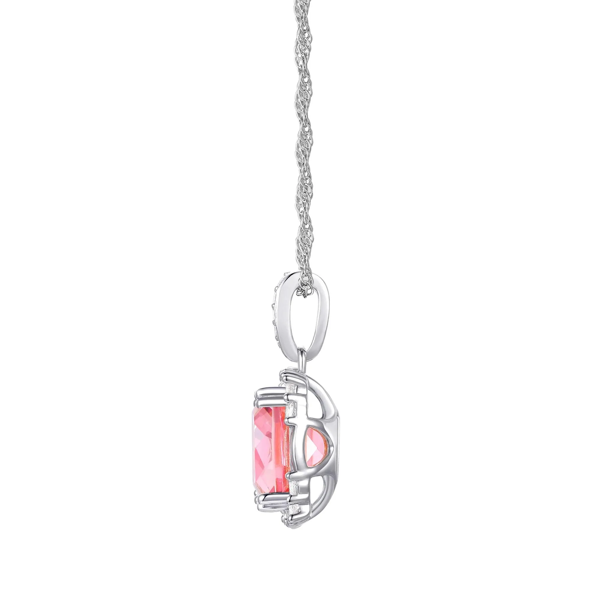 Lab-Created Pink & Lab-Created White Sapphire Ring Earring and Pendant Set .925 Sterling Silver Size 7 1mm - Image 6