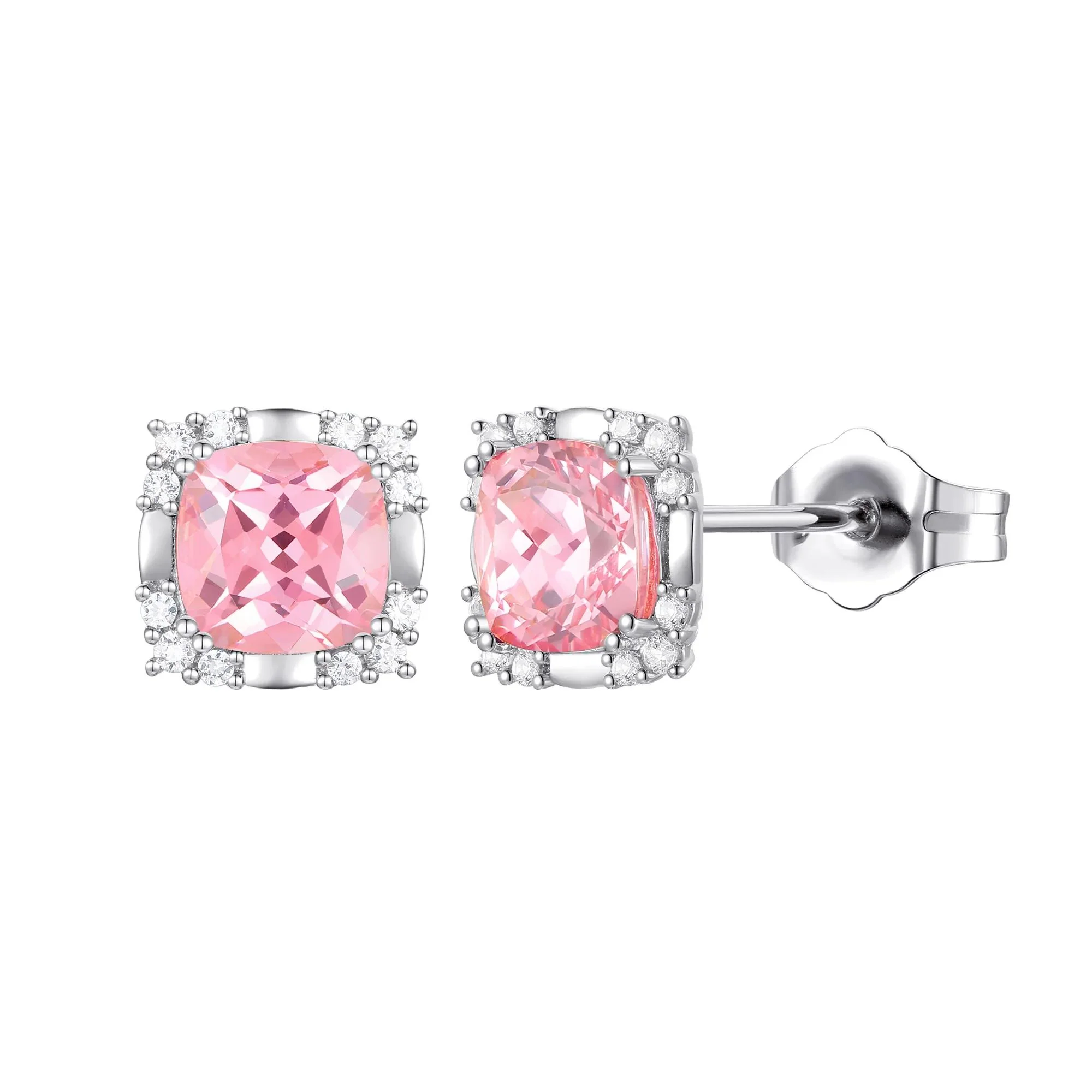 Lab-Created Pink & Lab-Created White Sapphire Ring Earring and Pendant Set .925 Sterling Silver Size 7.5 1mm - Image 7