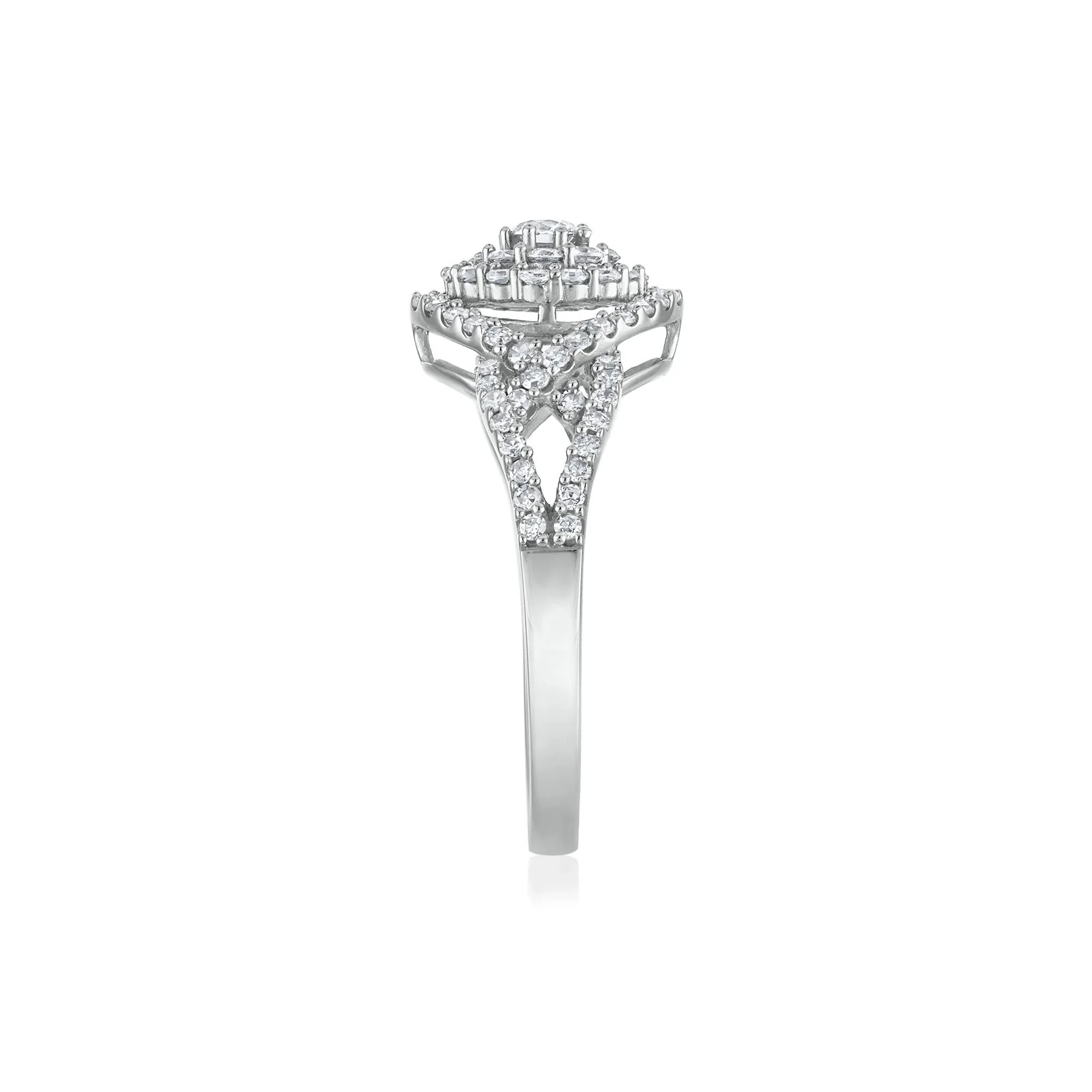 3/4 CT. Tw. Diamond Engagement Ring 10K White Gold Round Brilliant Cut Size 6 1.5mm - Image 3