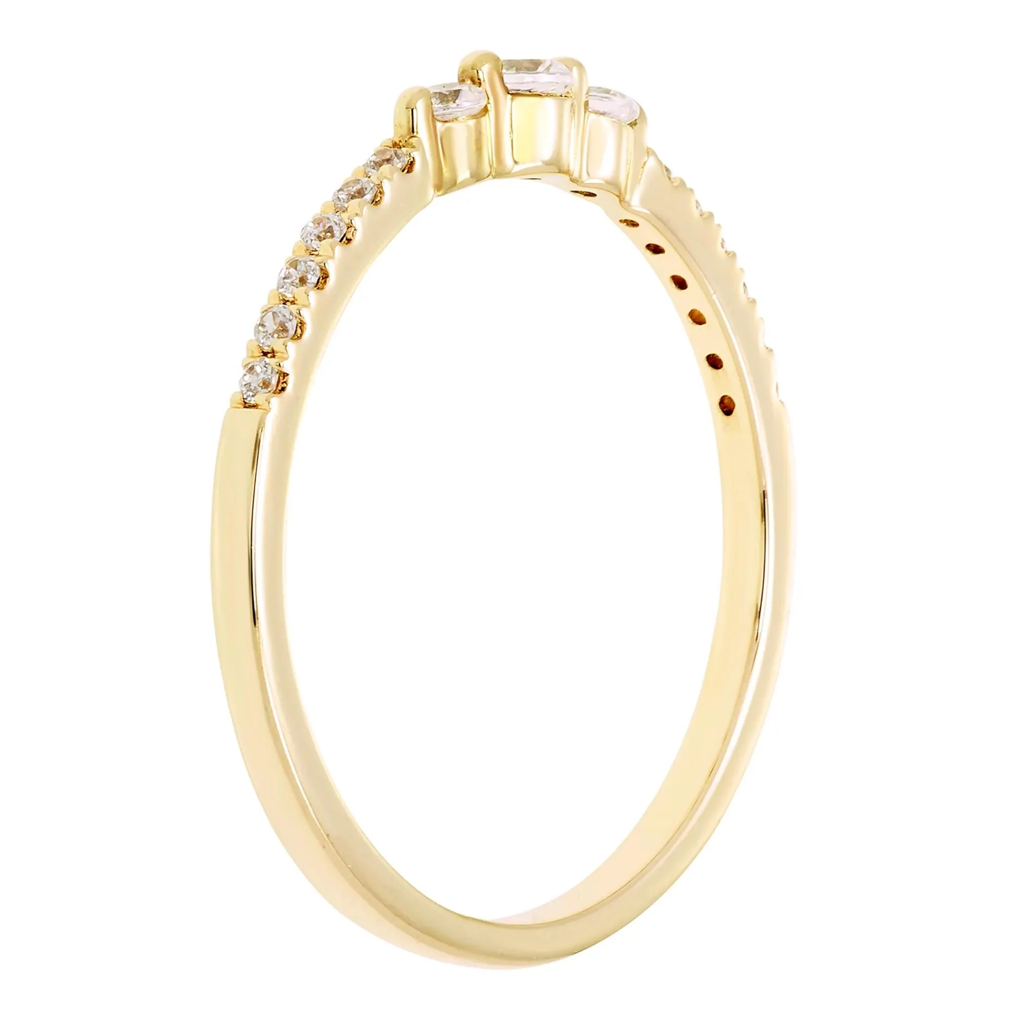 1/5 CT. Tw. Diamond Ring 10K Yellow Gold Round Brilliant Cut Size 8 - Image 2