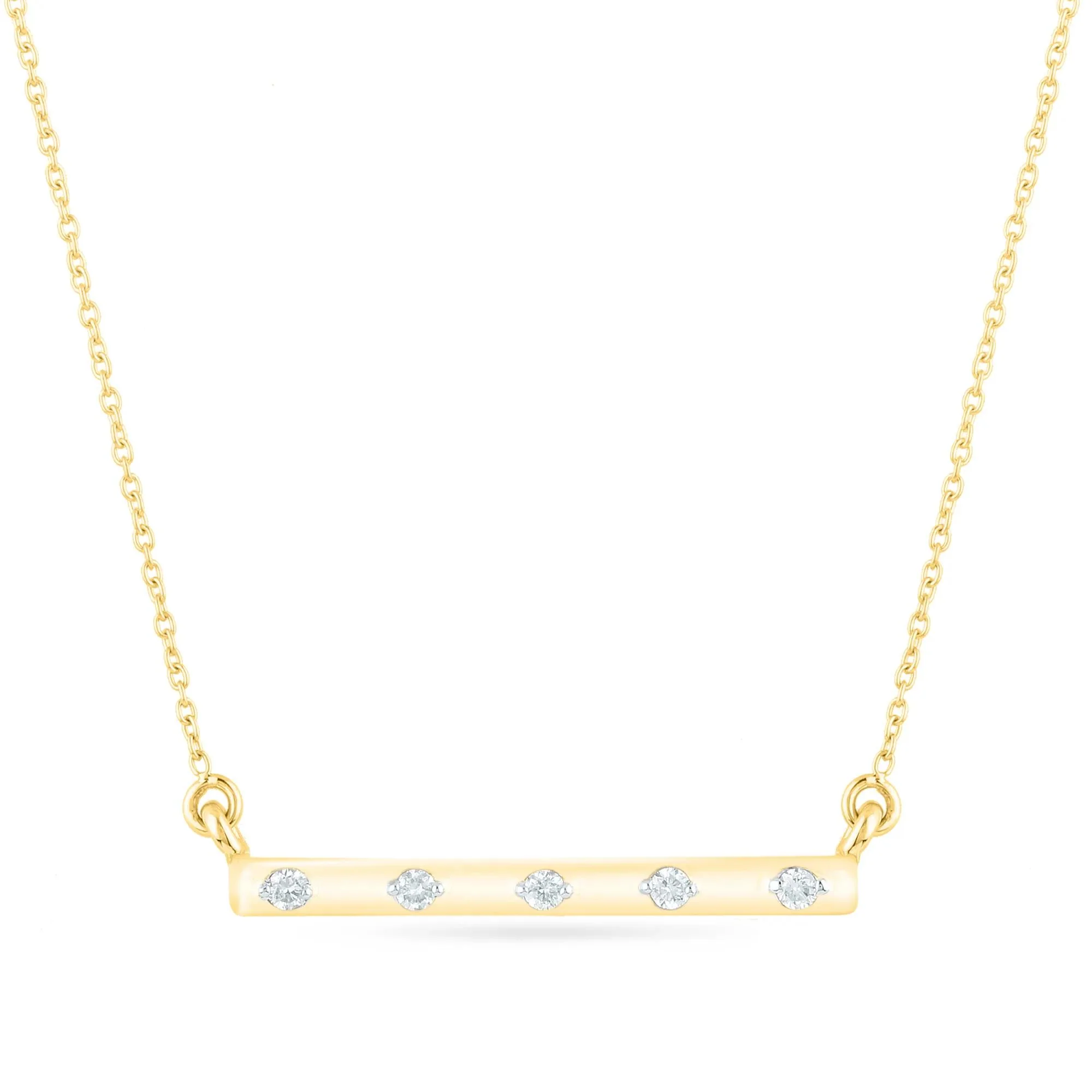 Diamond Accent Spaced Bar Necklace 14K Yellow Gold Size 18"