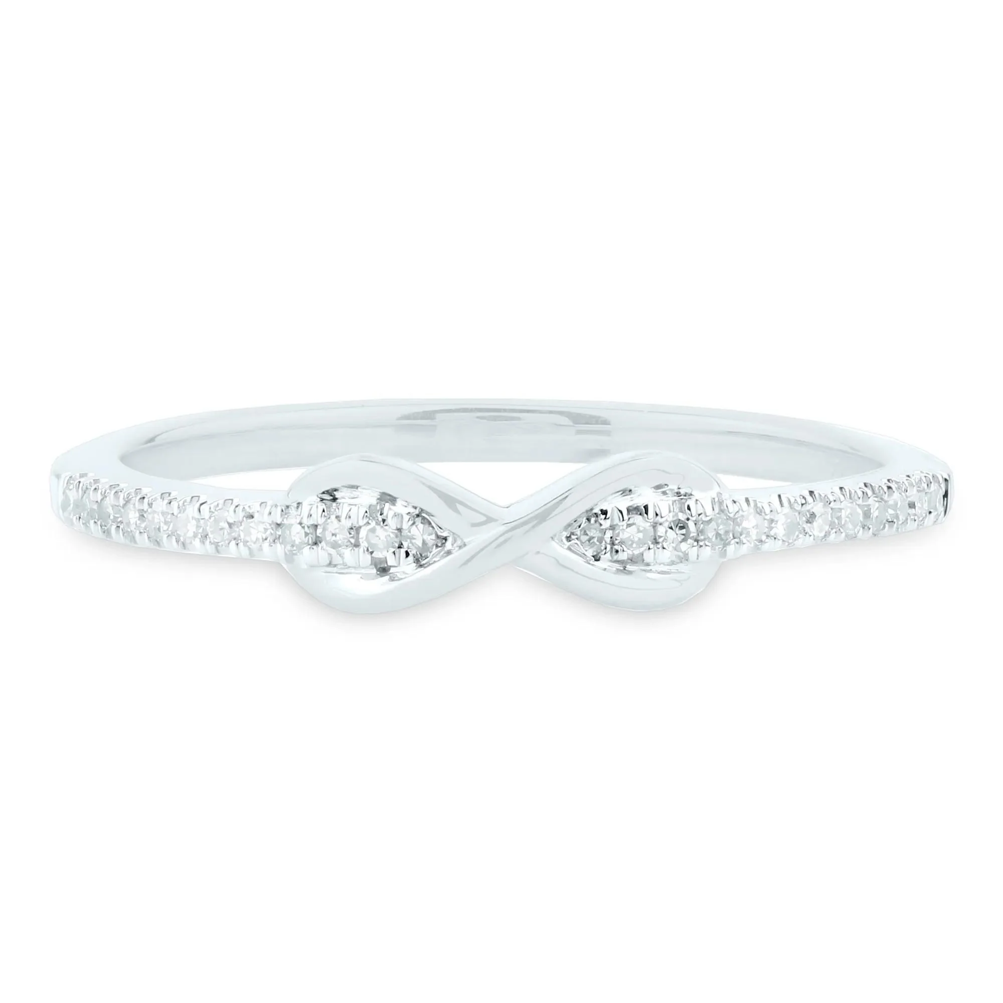 1/10 CT. Tw. Diamond Infinity Ring 14K White Gold Size 7 1.5mm