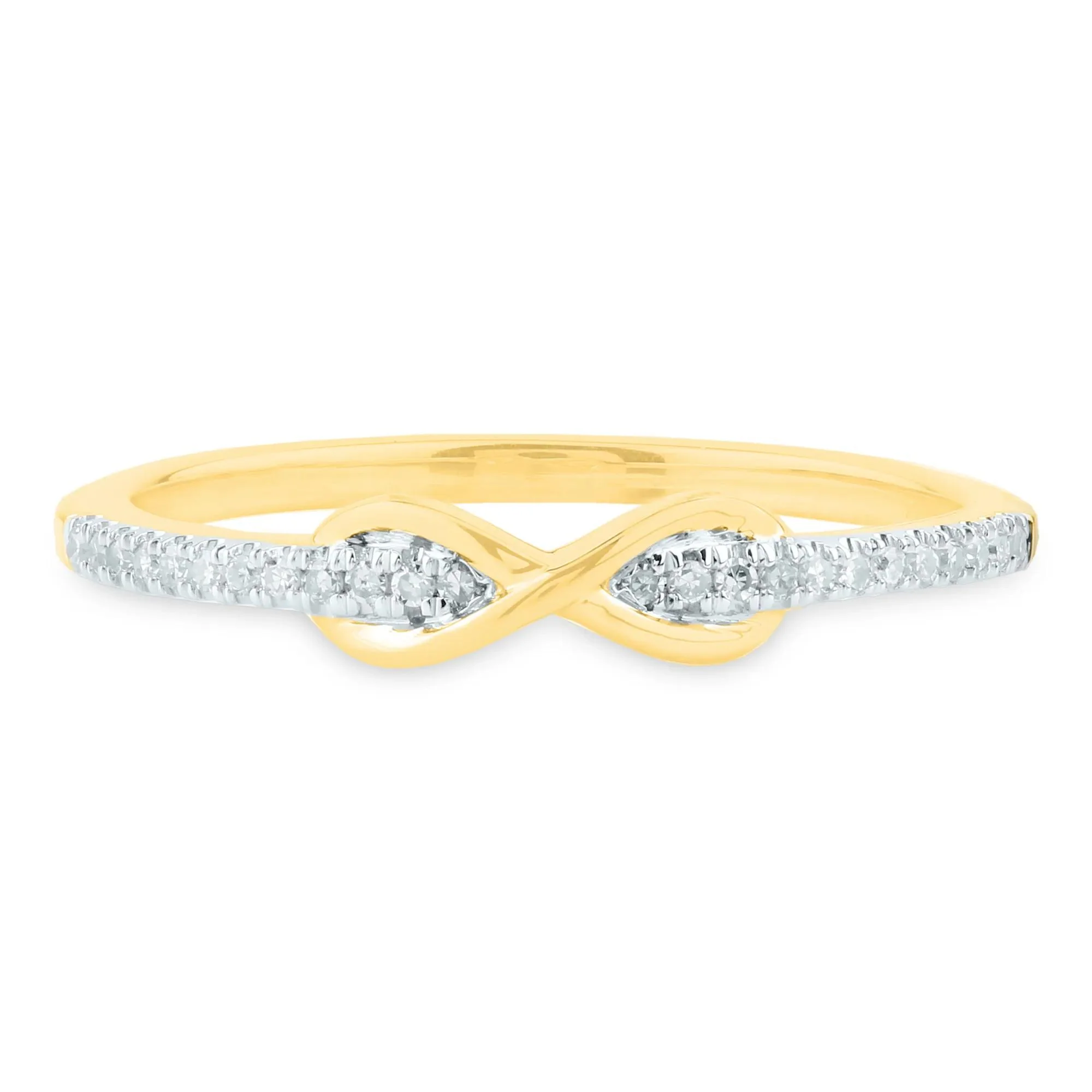 1/10 CT. Tw. Diamond Infinity Ring 14K Yellow Gold Size 8 1.5mm