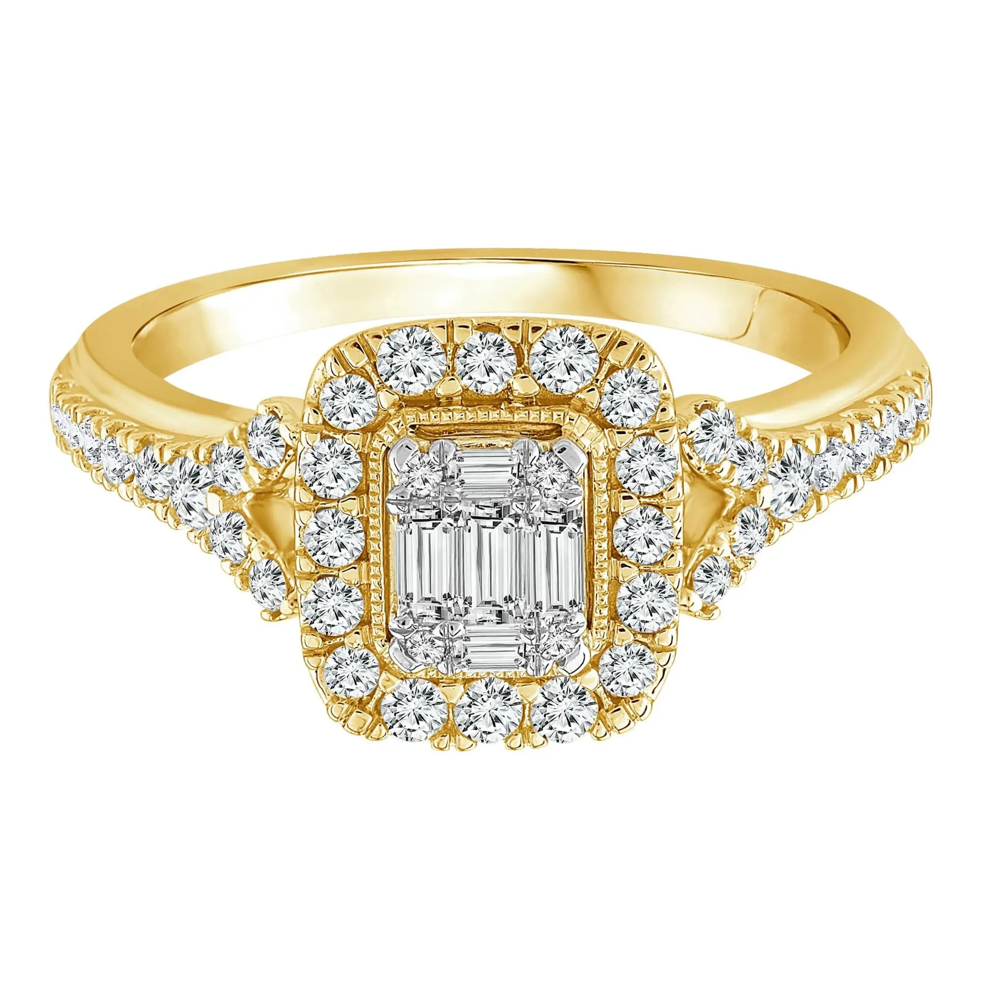 5/8 CT. Tw. Diamond Composite Engagement Ring 14K Yellow Gold Round Brilliant Cut Size 8 2.5mm