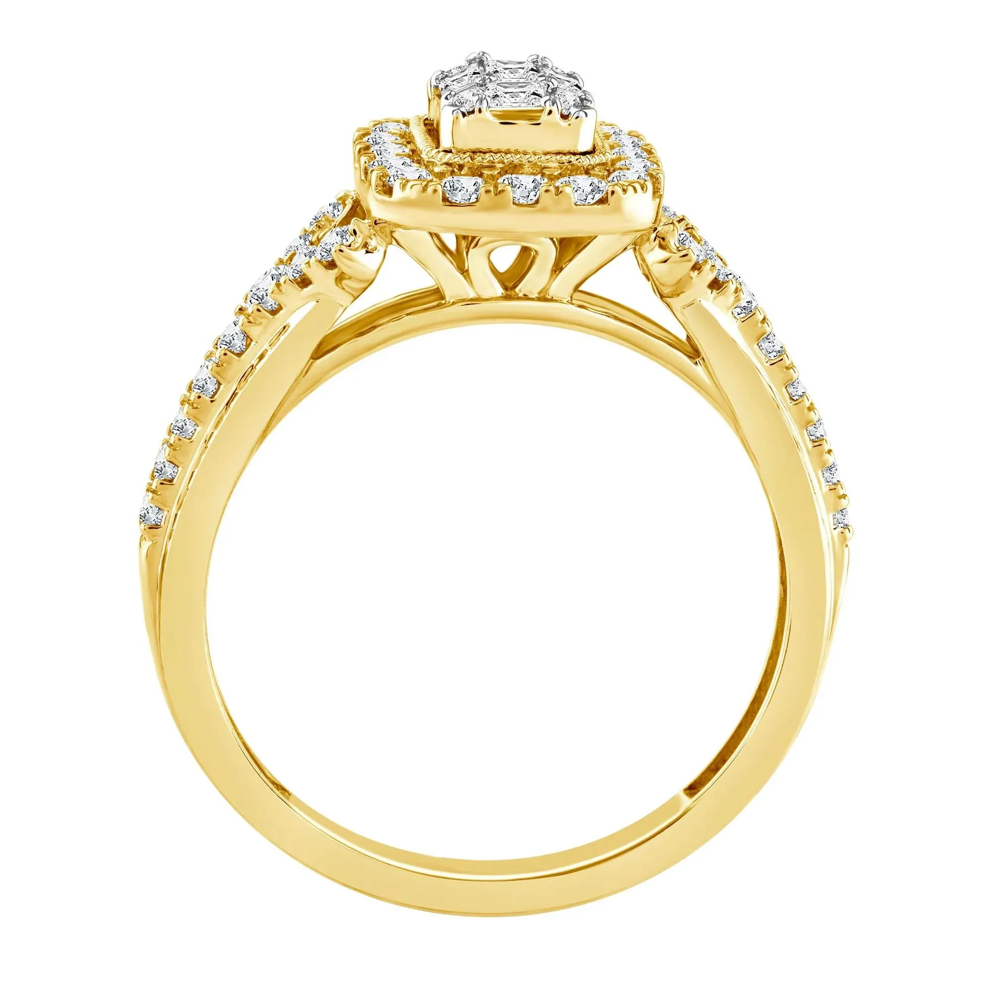 5/8 CT. Tw. Diamond Composite Engagement Ring 14K Yellow Gold Round Brilliant Cut Size 8.5 2.5mm - Image 2