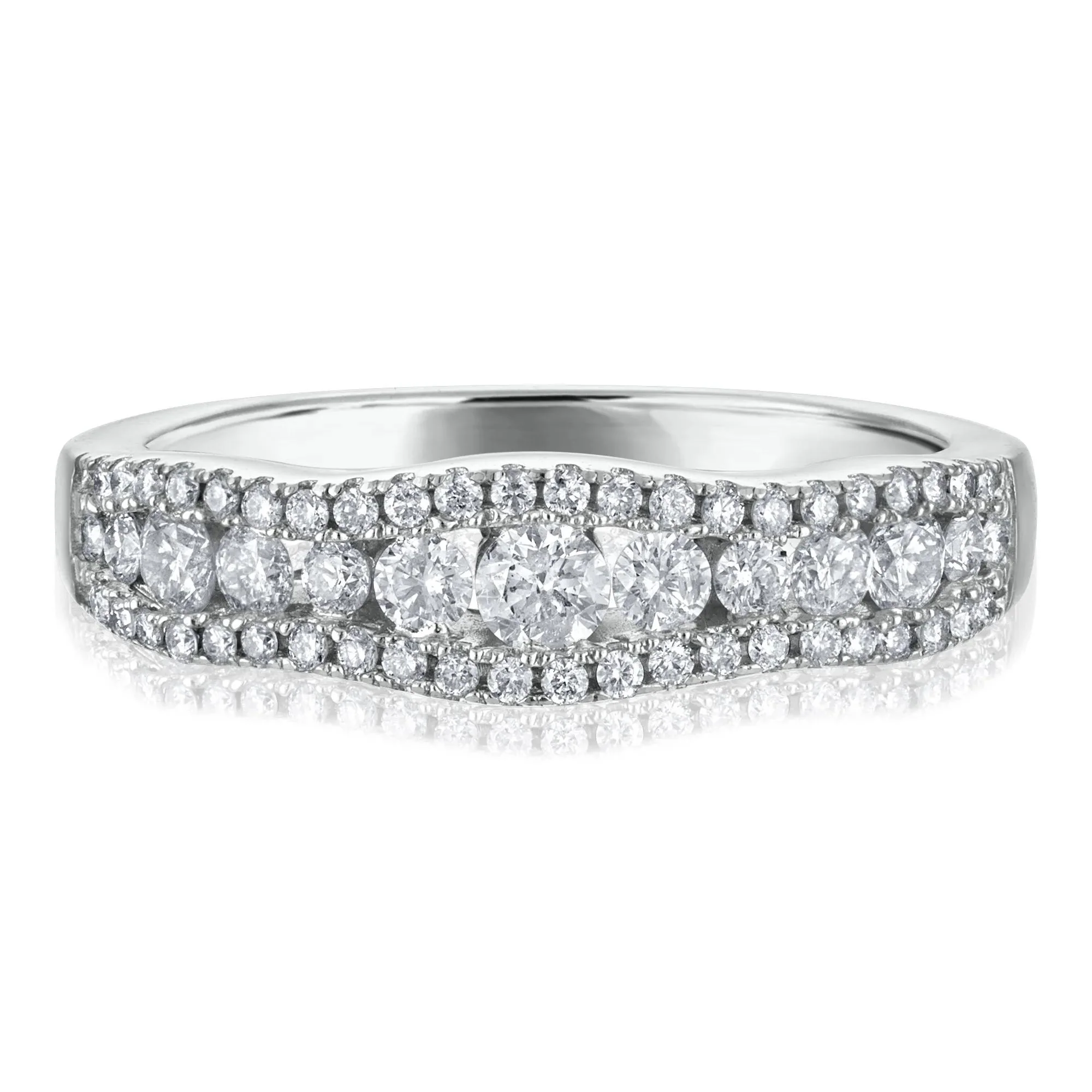 5/8 CT. Tw. Diamond Band Ring 14K White Gold Round Brilliant Cut Size 8.5 2.5mm
