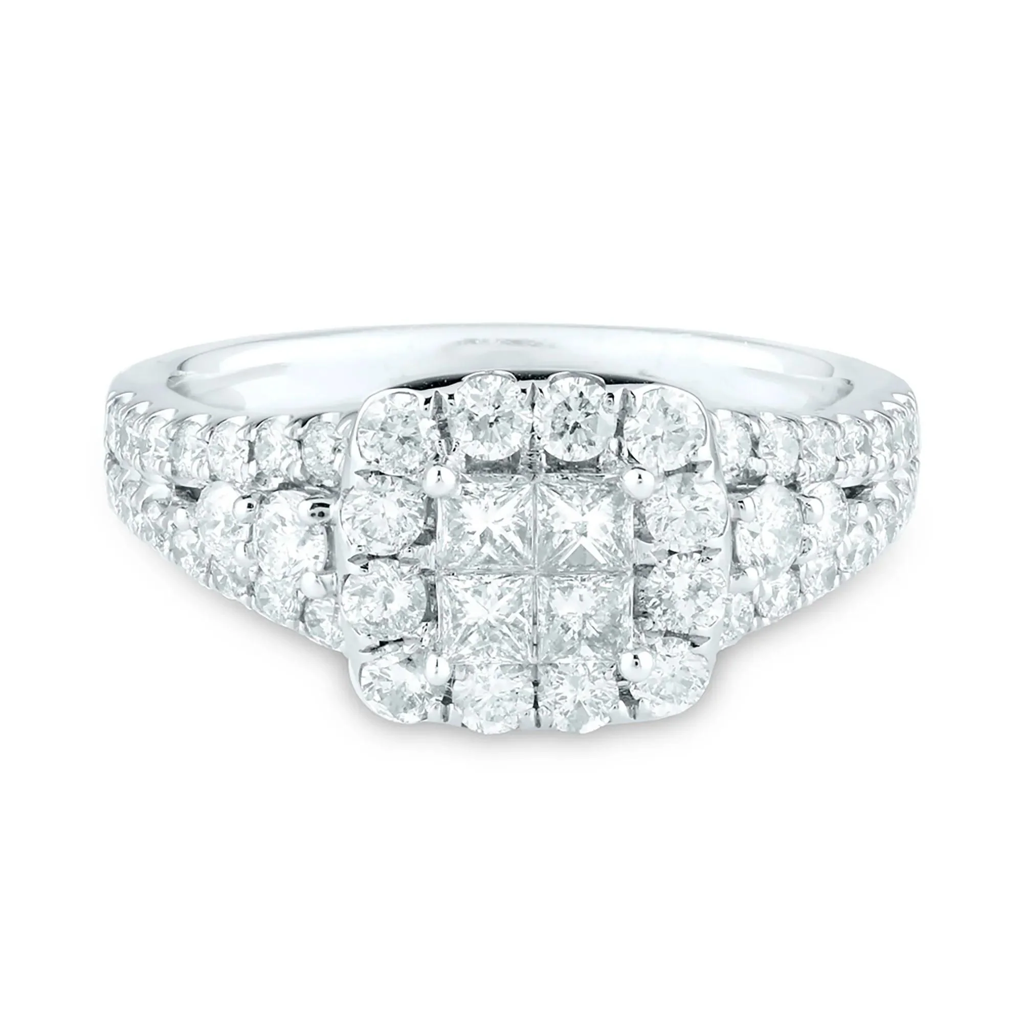 1/4 CT. Tw. Diamond Composite Engagement Ring 14K White Gold Round Brilliant Cut Size 6.5 2.5mm