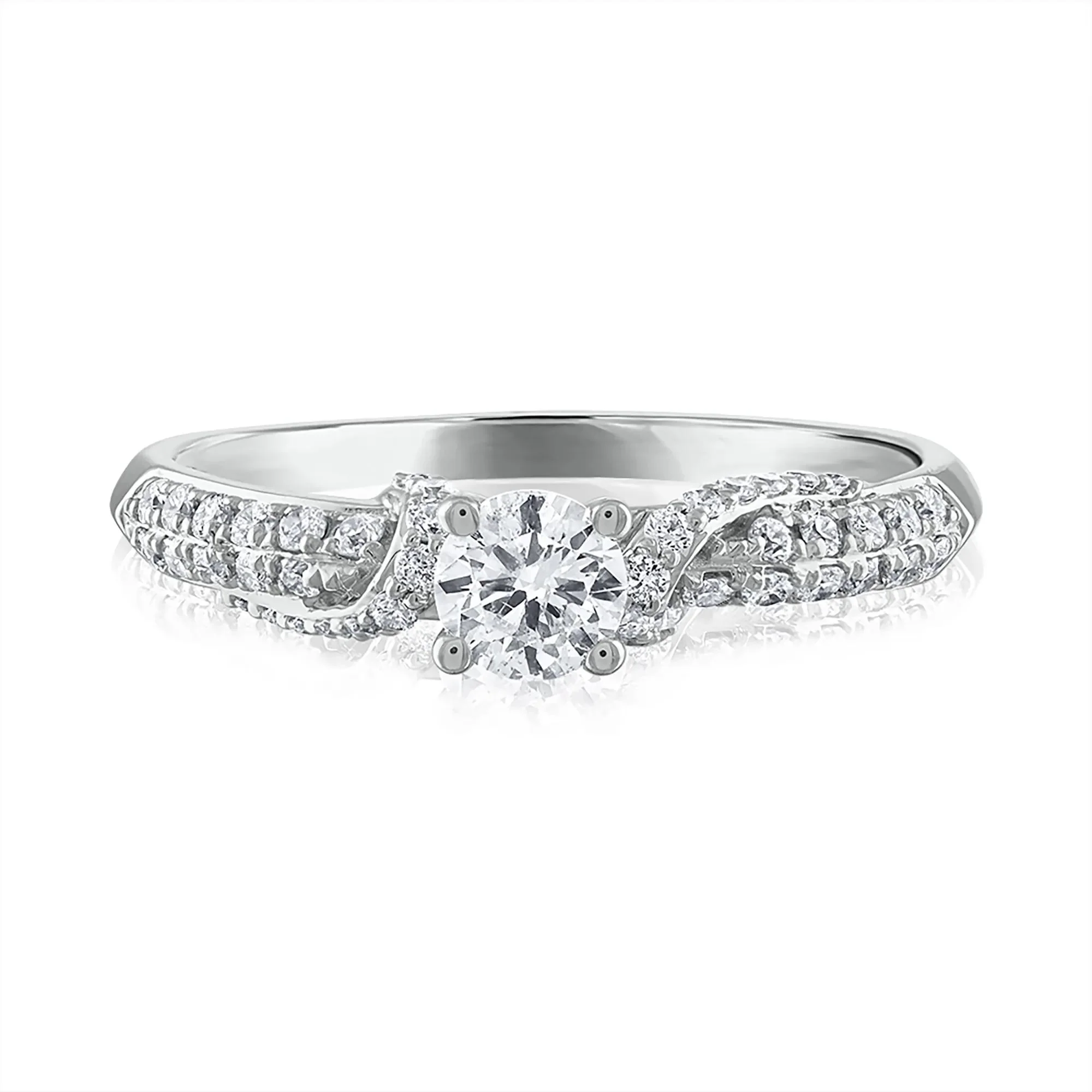 5/8 CT. Tw. Diamond Engagement Ring 14K White Gold Round Brilliant Cut Size 7.5 1.5mm