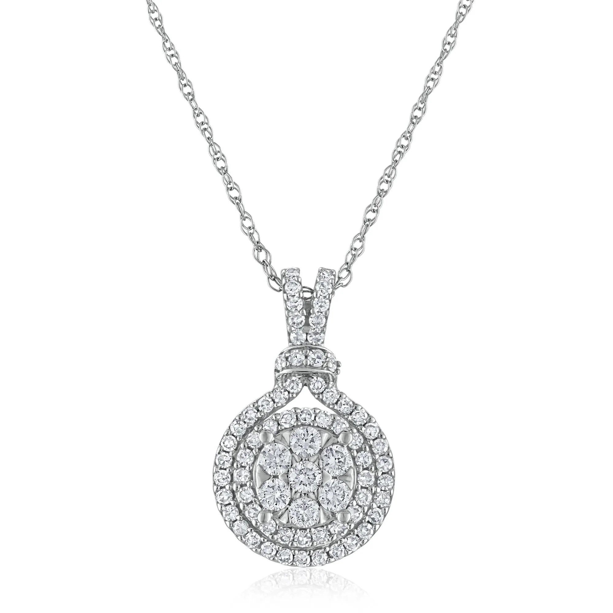 1/2 CT. Tw. Diamond Pendant Necklace 10K White Gold Size 18"