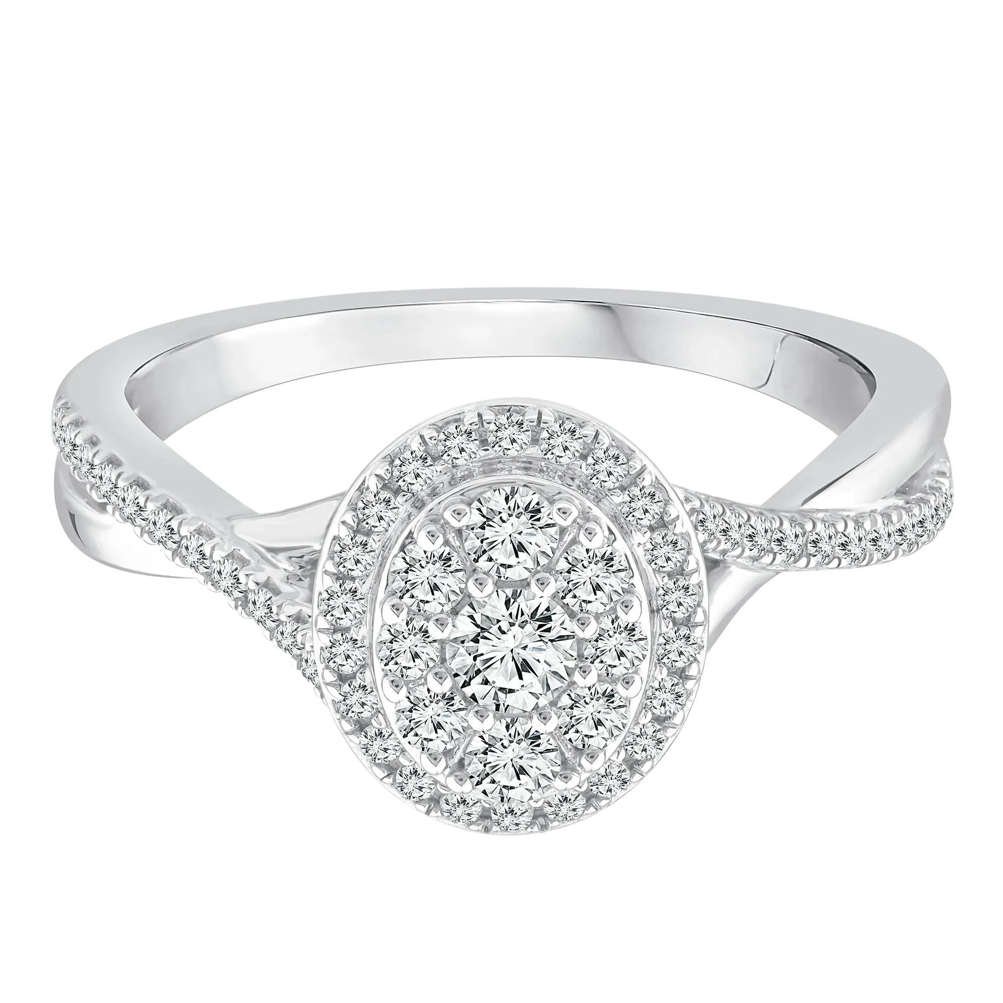 1/2 CT. Tw. Composite Engagement Ring 14K White Gold Round Brilliant Cut Size 6 3.5mm