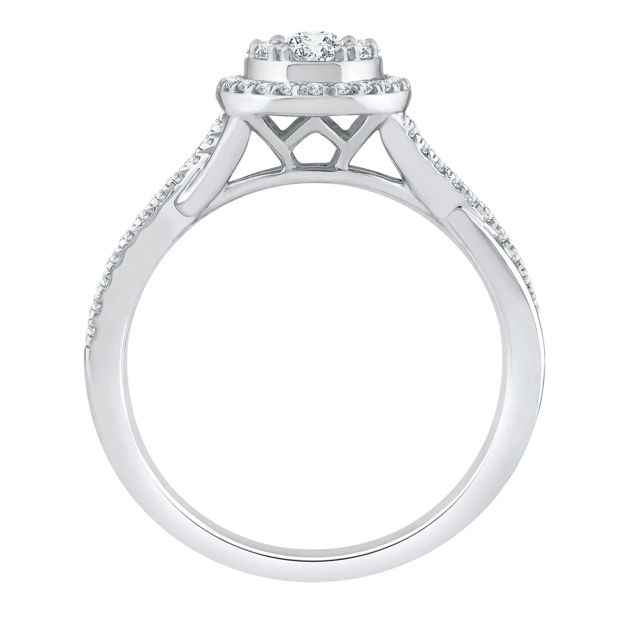 1/2 CT. Tw. Composite Engagement Ring 14K White Gold Round Brilliant Cut Size 8 3.5mm - Image 2