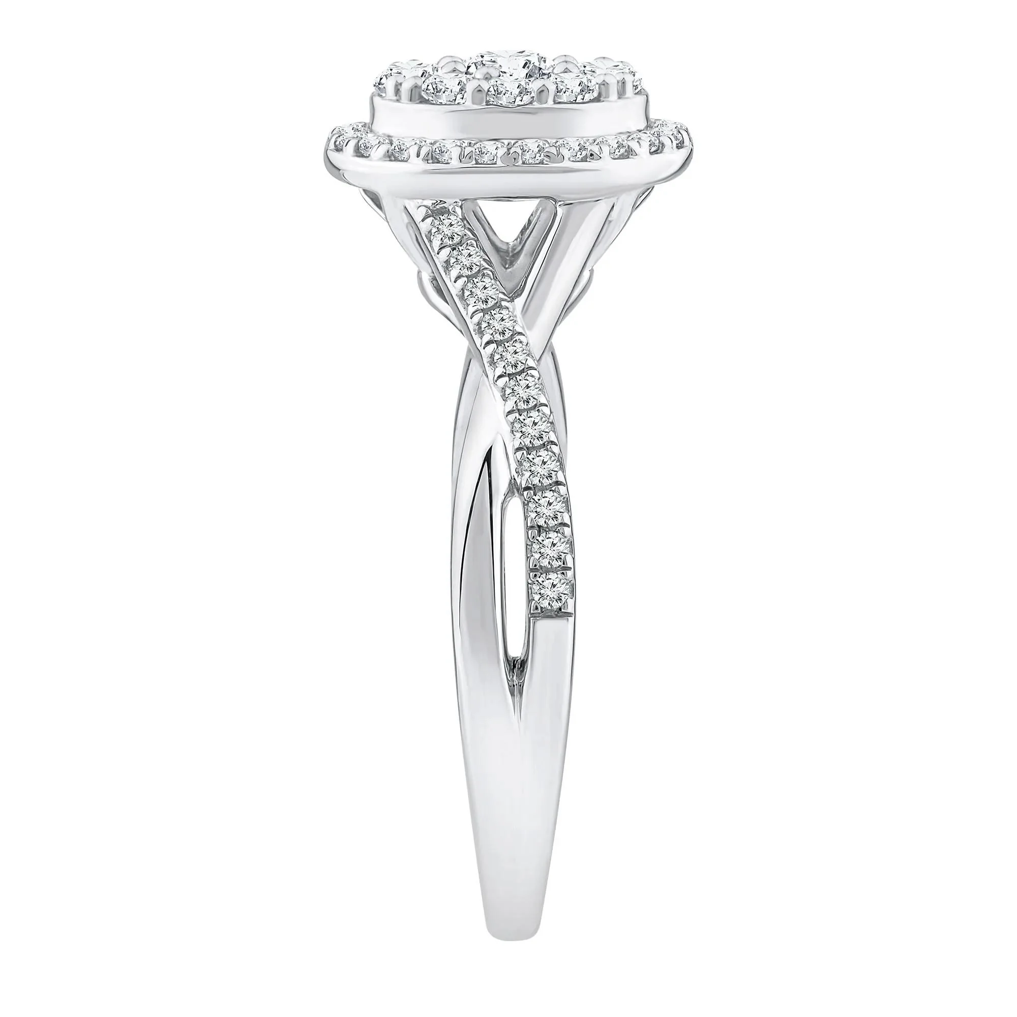 1/2 CT. Tw. Composite Engagement Ring 14K White Gold Round Brilliant Cut Size 9 3.5mm - Image 3