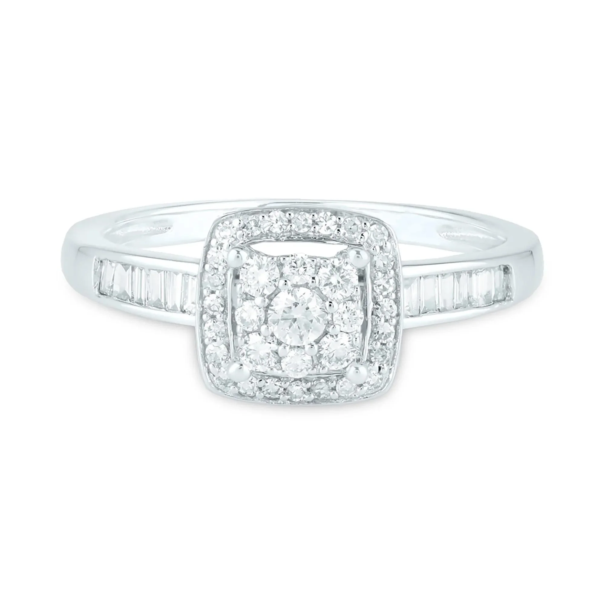 3/8 CT. Tw. Diamond Engagement Ring 10K White Gold Size 9 2mm